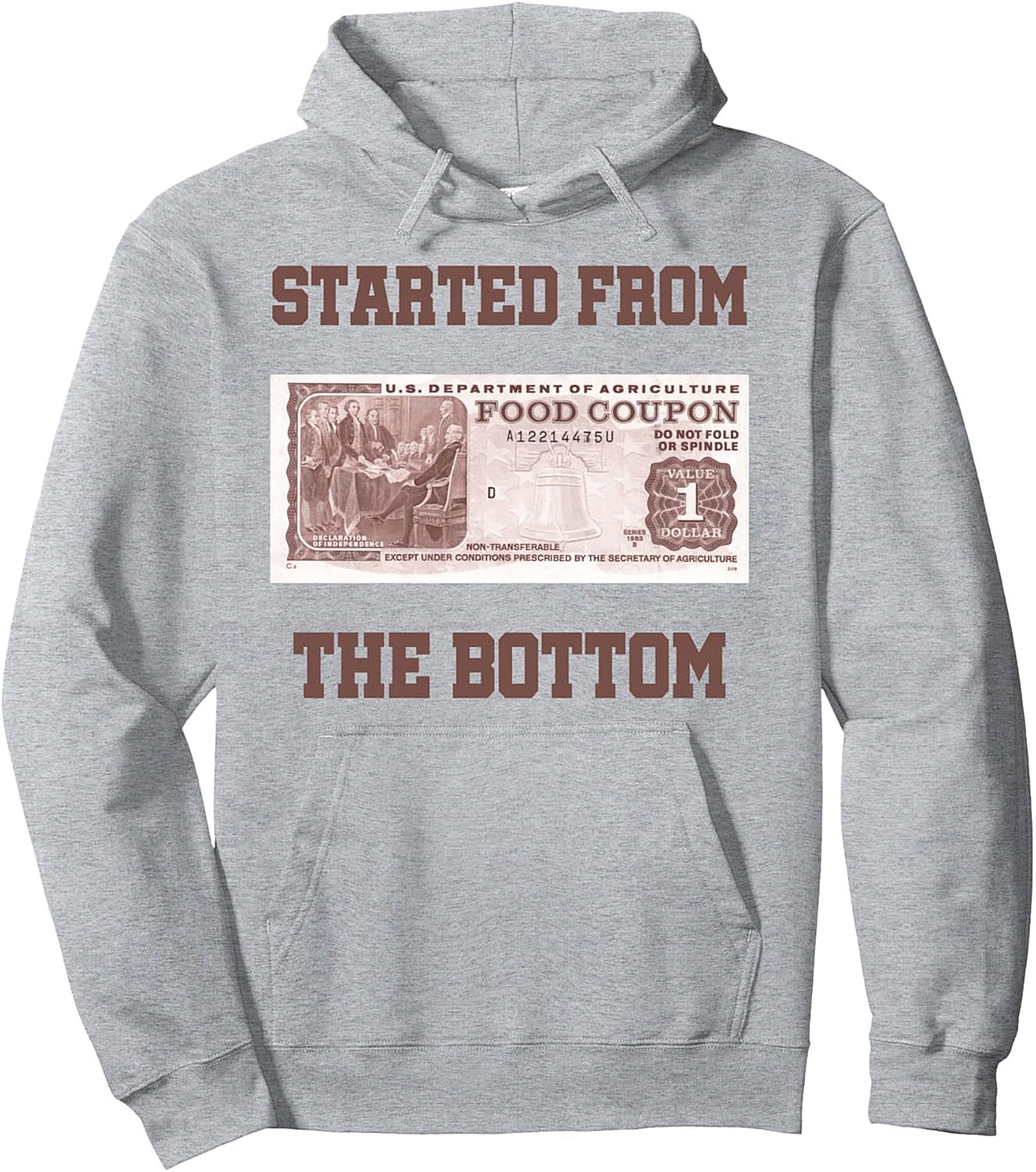 Started From The Bottom Food Stamp Graphic Hoodie  Pullover