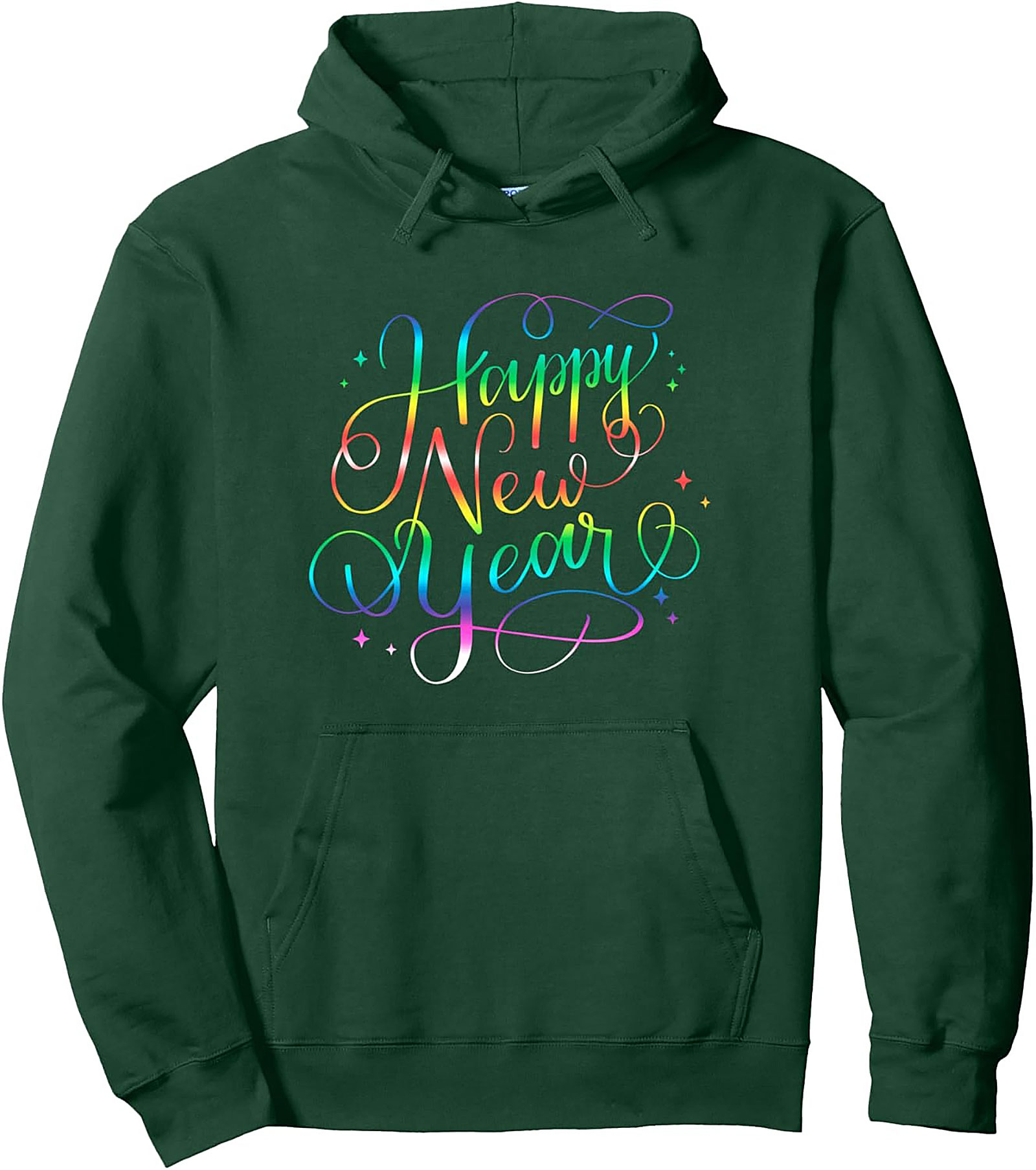 Rainbow Happy New Year Pullover Hoodie Festive Style