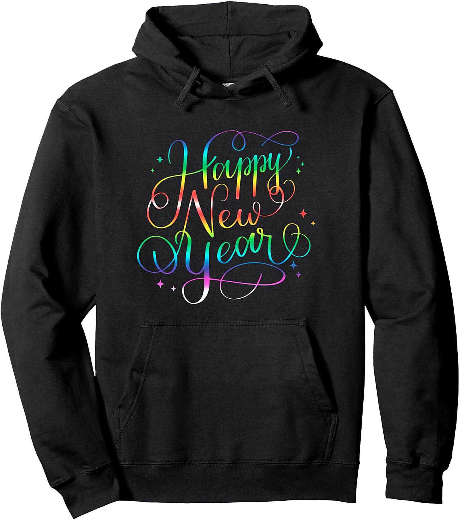 Rainbow Happy New Year Pullover Hoodie Festive Style