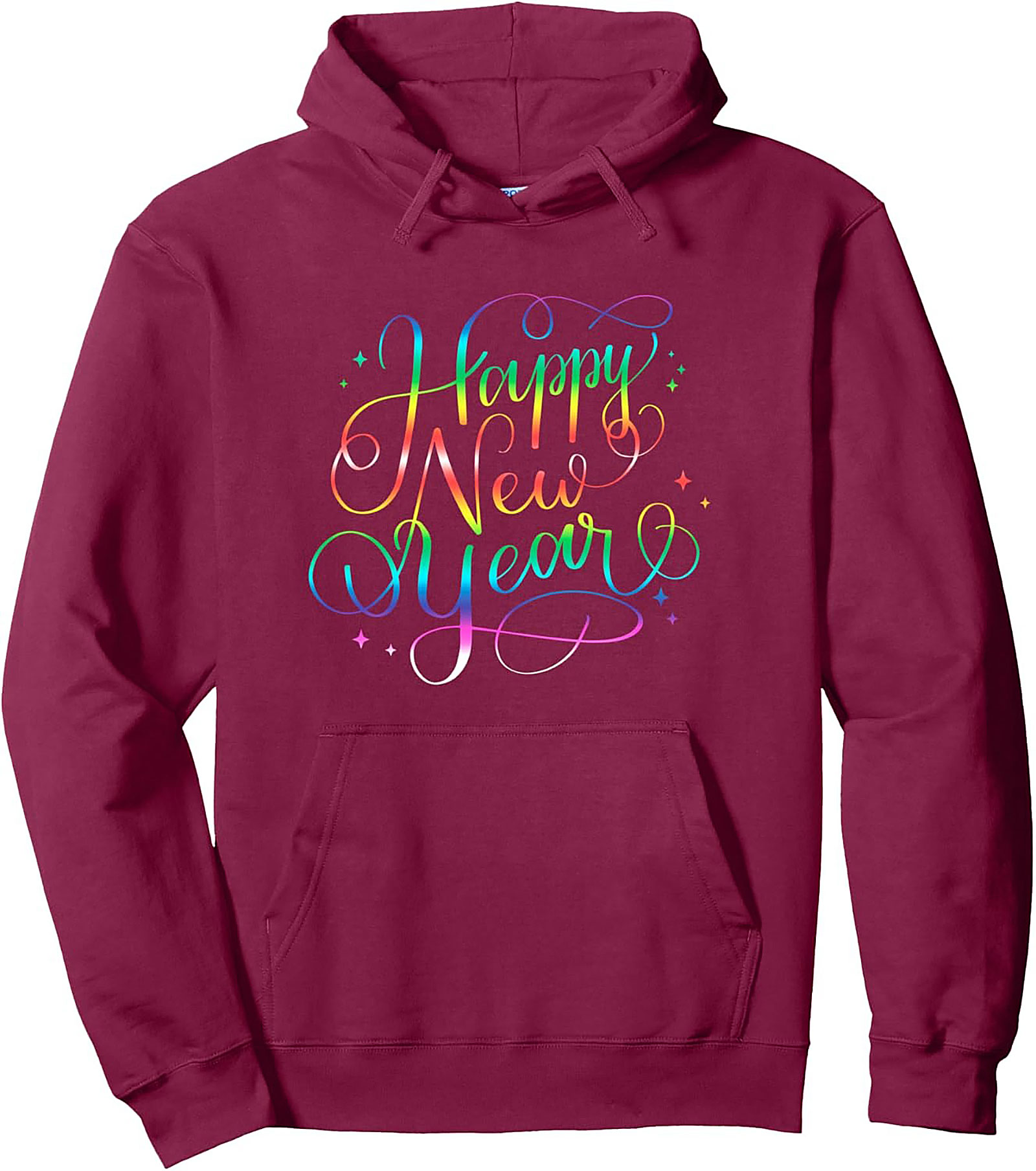 Rainbow Happy New Year Pullover Hoodie Festive Style