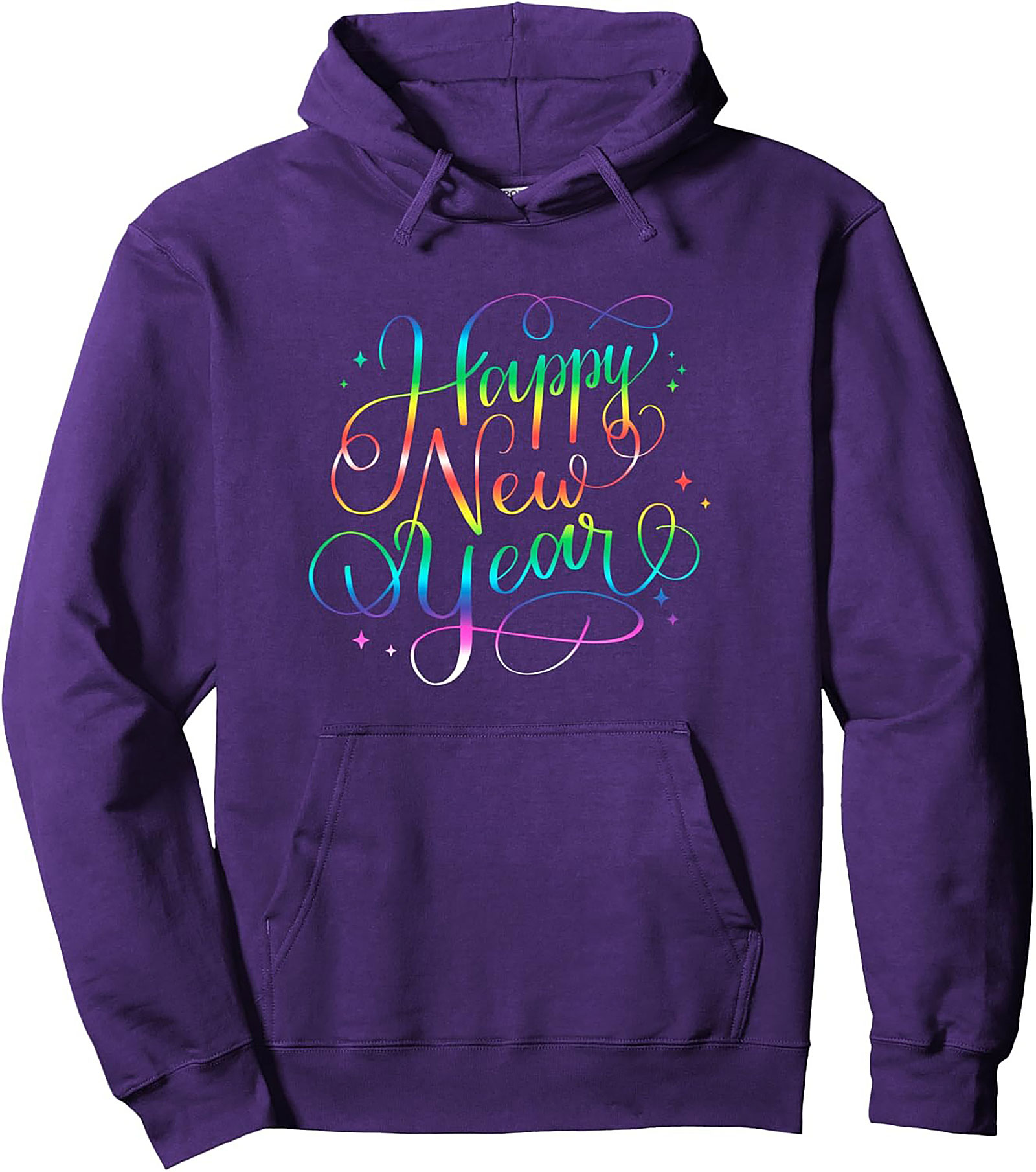 Rainbow Happy New Year Pullover Hoodie Festive Style