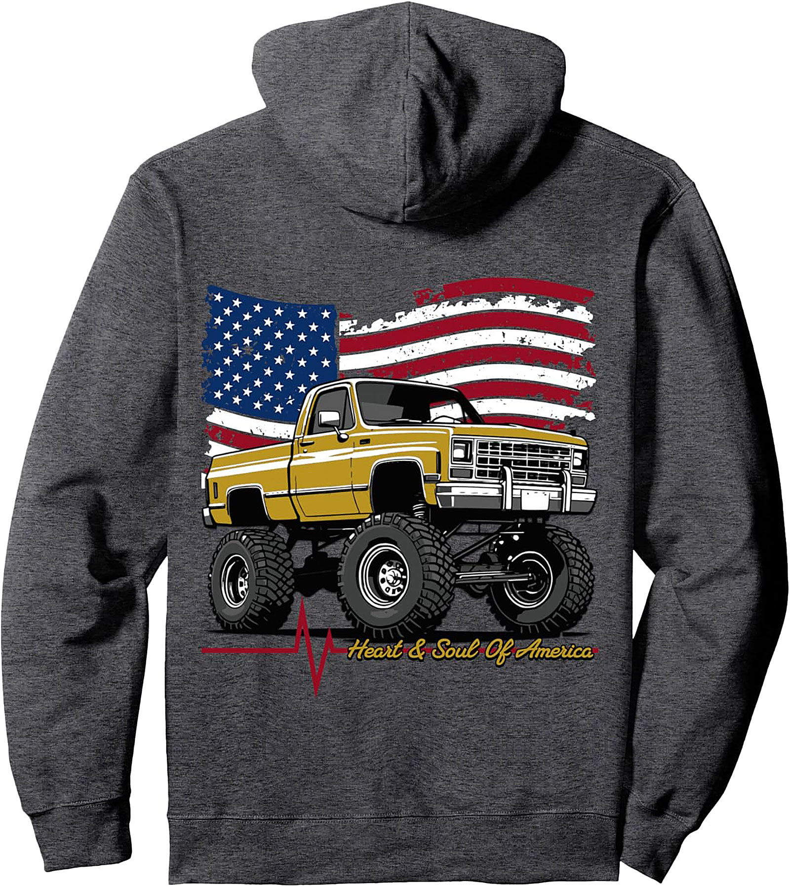 Vintage American Truck Pullover Hoodie: Heart & Soul Of America