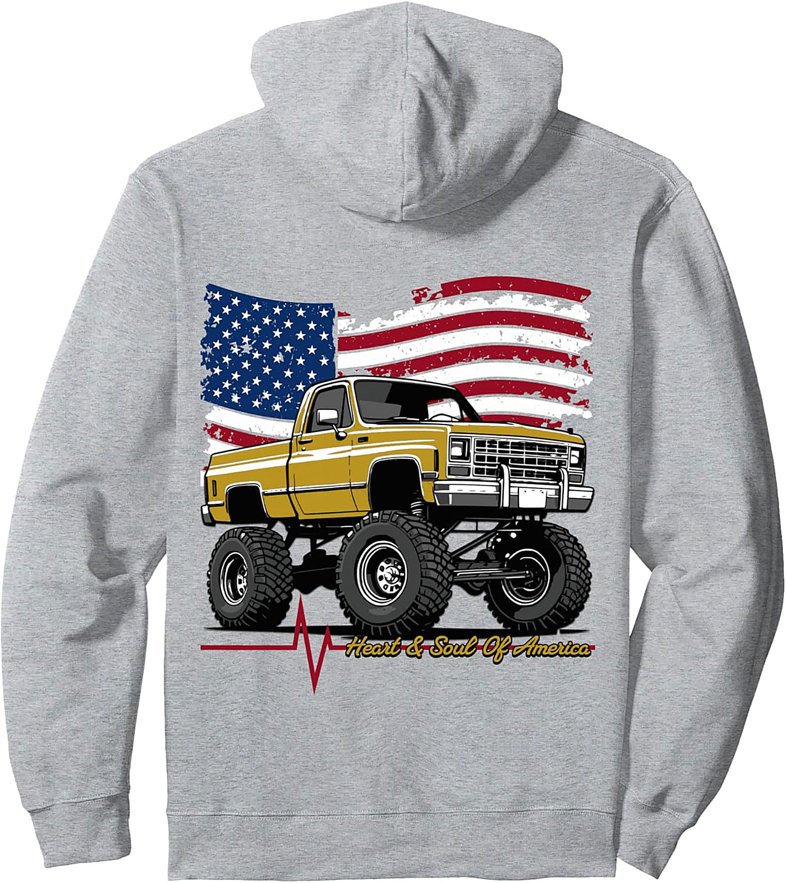 Vintage American Truck Pullover Hoodie: Heart & Soul Of America