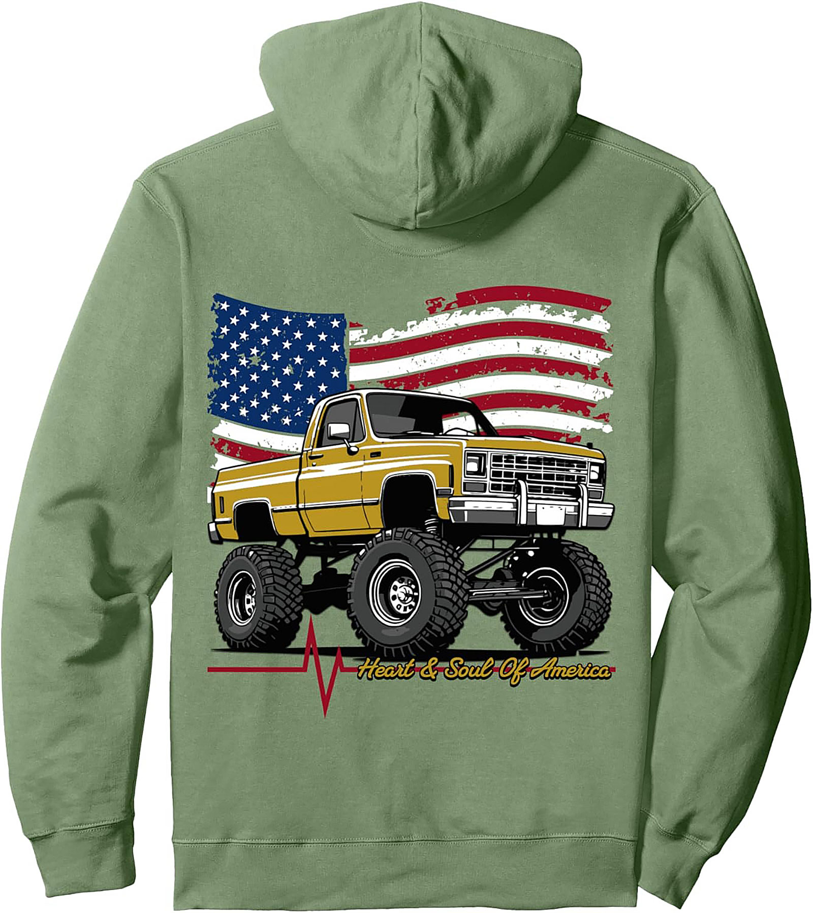 Vintage American Truck Pullover Hoodie: Heart & Soul Of America