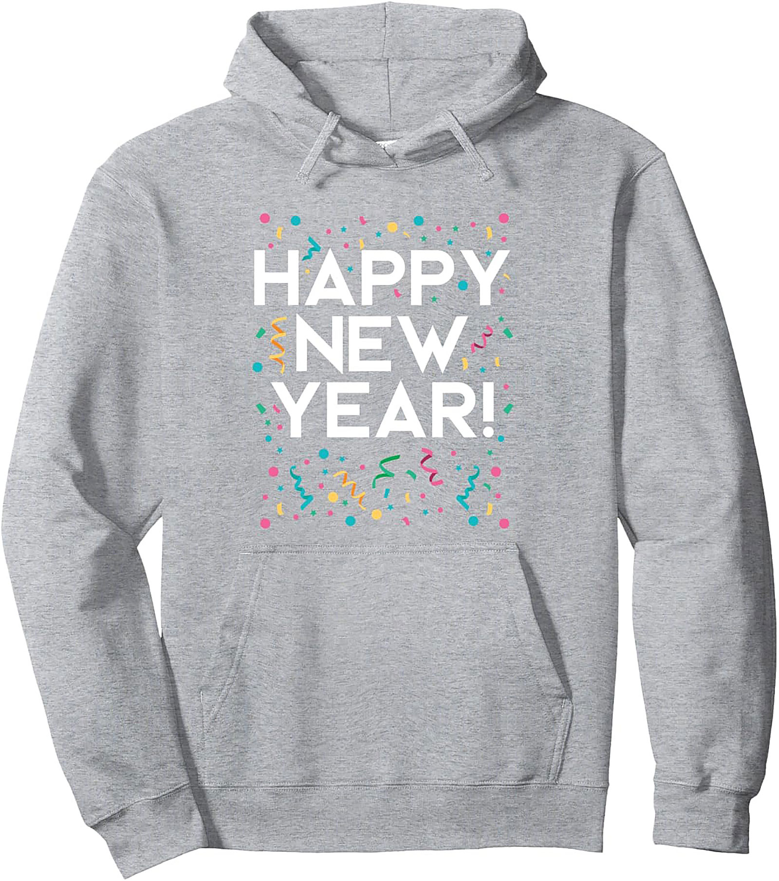 Happy New Year Pullover Hoodie Festive Confetti Style