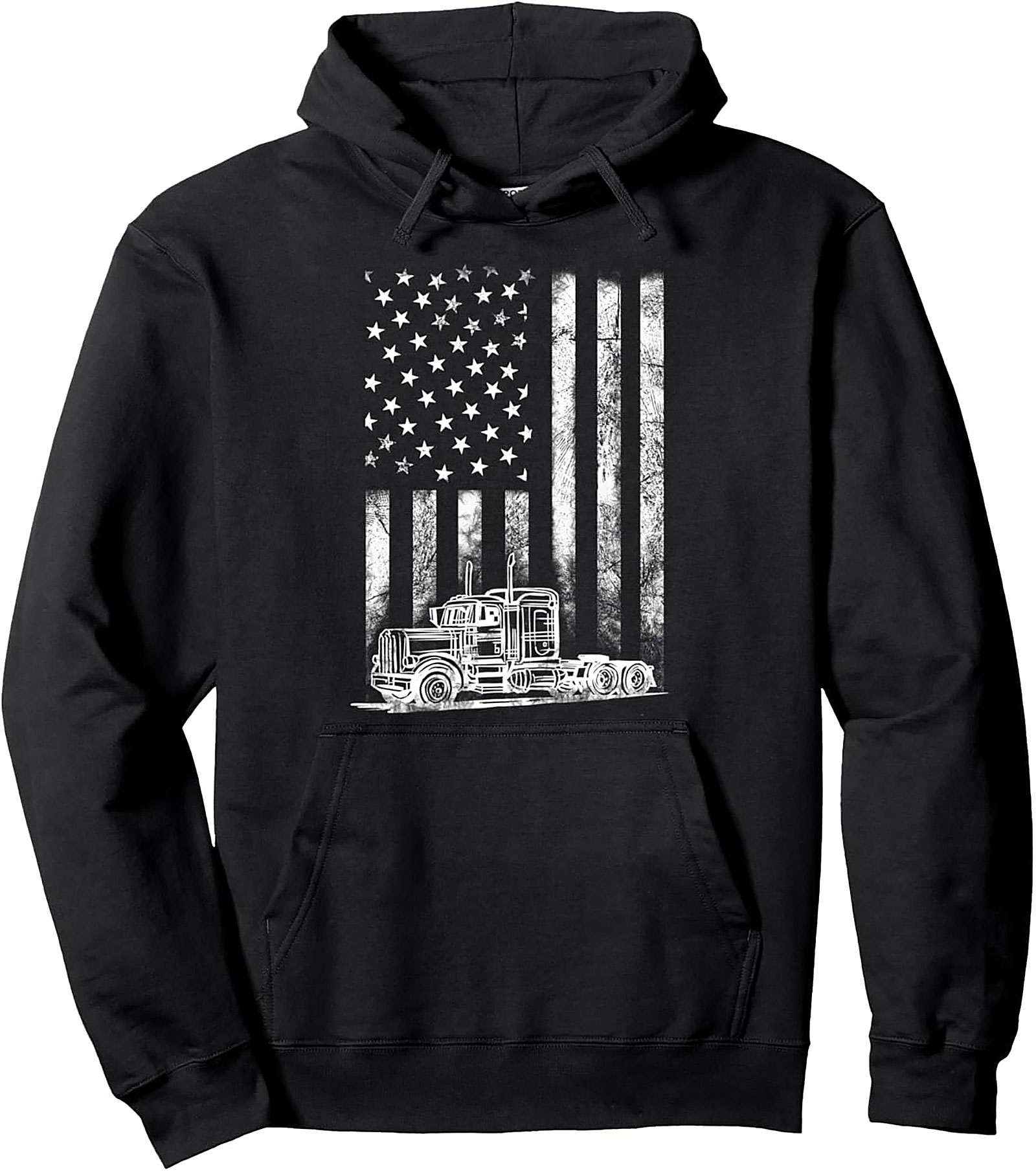 American Flag Truck Driver Graphic Hoodie