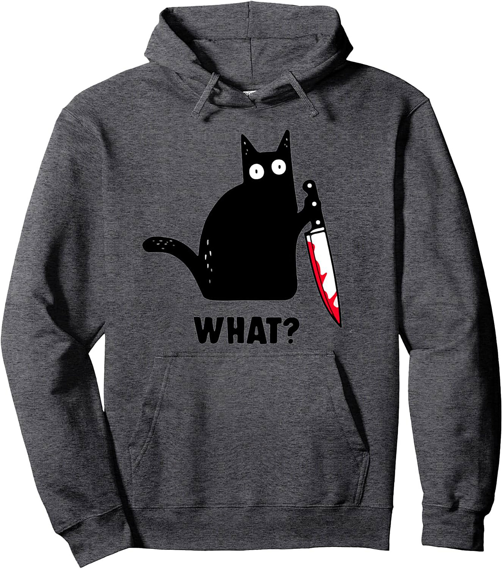 Killer Cat Graphic Hoodie Black Cat with Knife Pullover