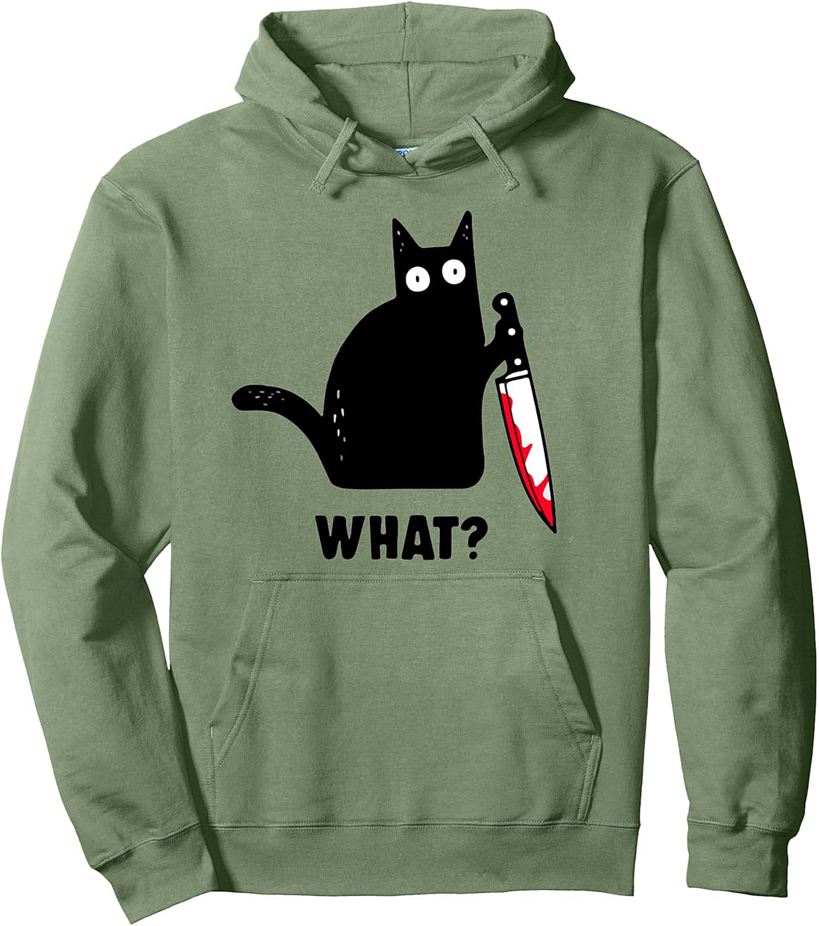 Killer Cat Graphic Hoodie Black Cat with Knife Pullover