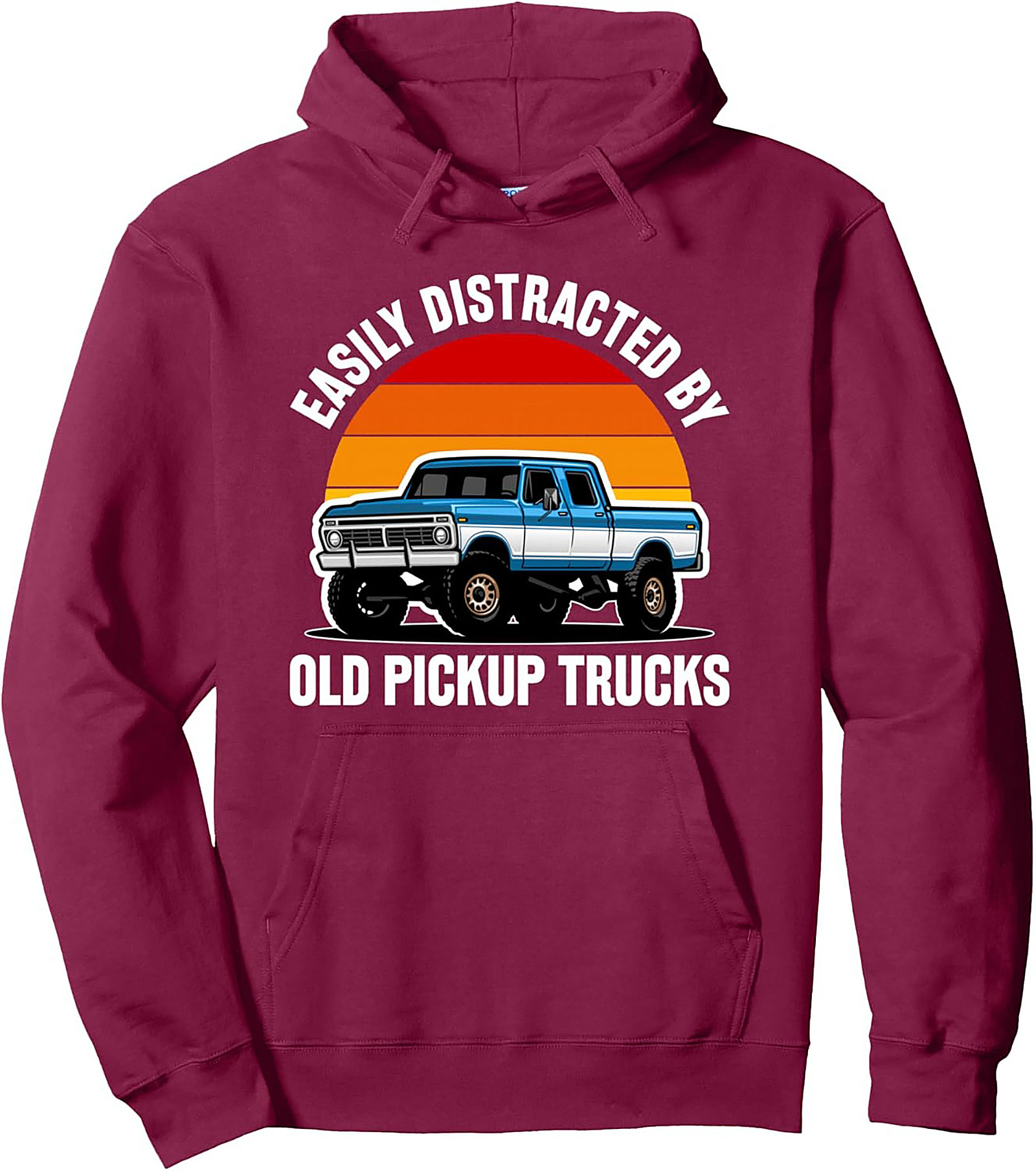Easily Distracted by Old Pickup Trucks Pullover Hoodie