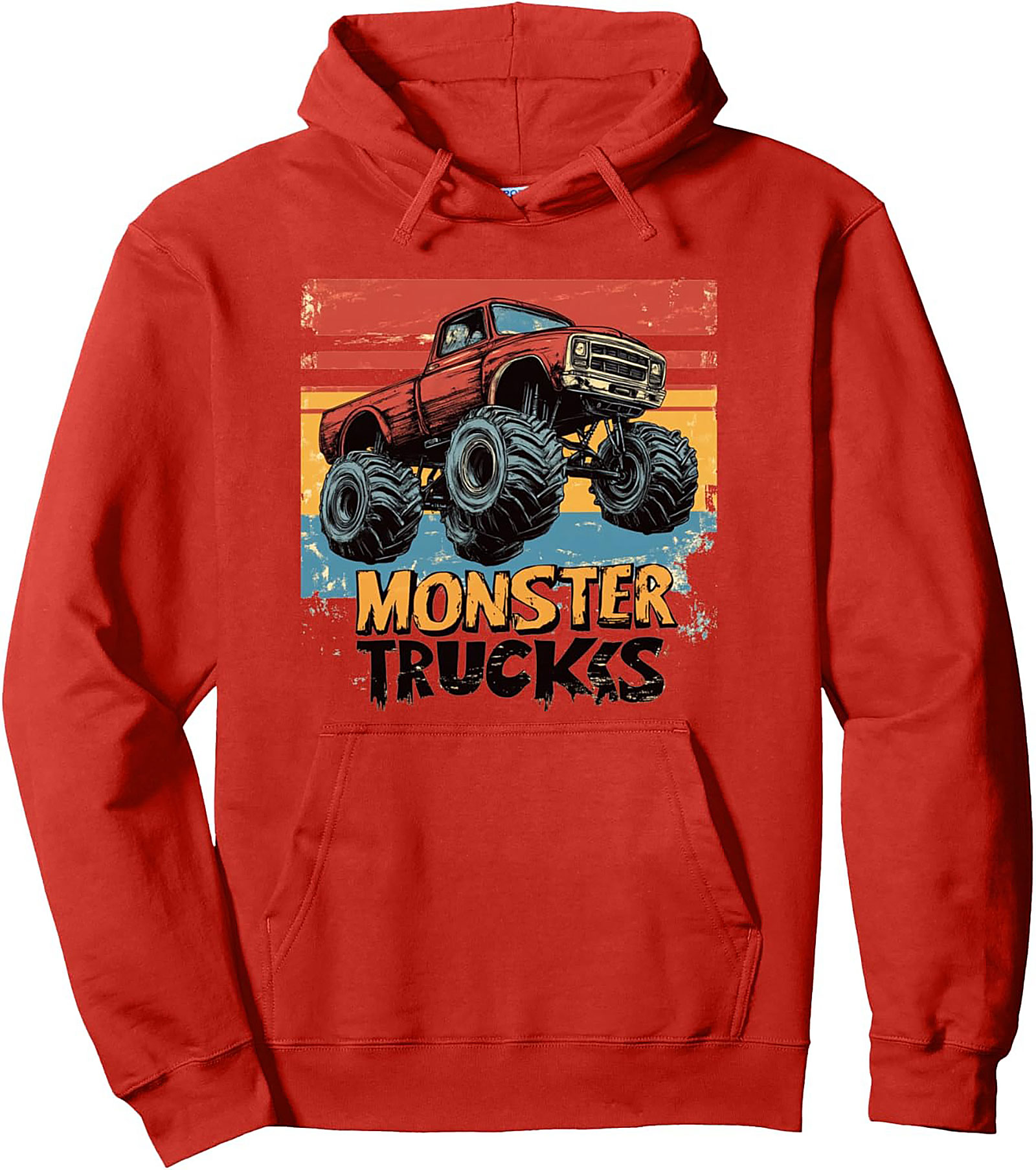 Vintage Monster Truck Graphic Hoodie – Retro Sunset Pullover
