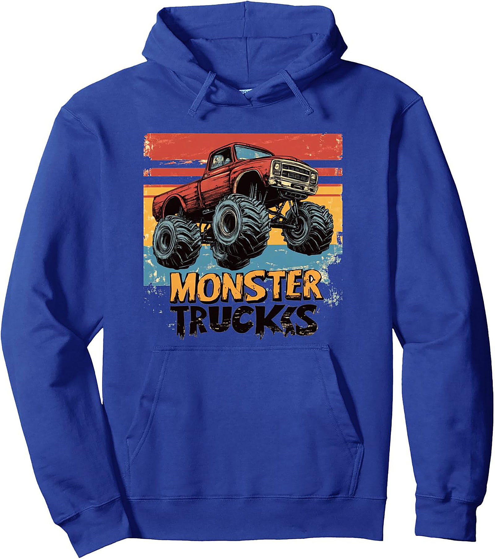 Vintage Monster Truck Graphic Hoodie – Retro Sunset Pullover