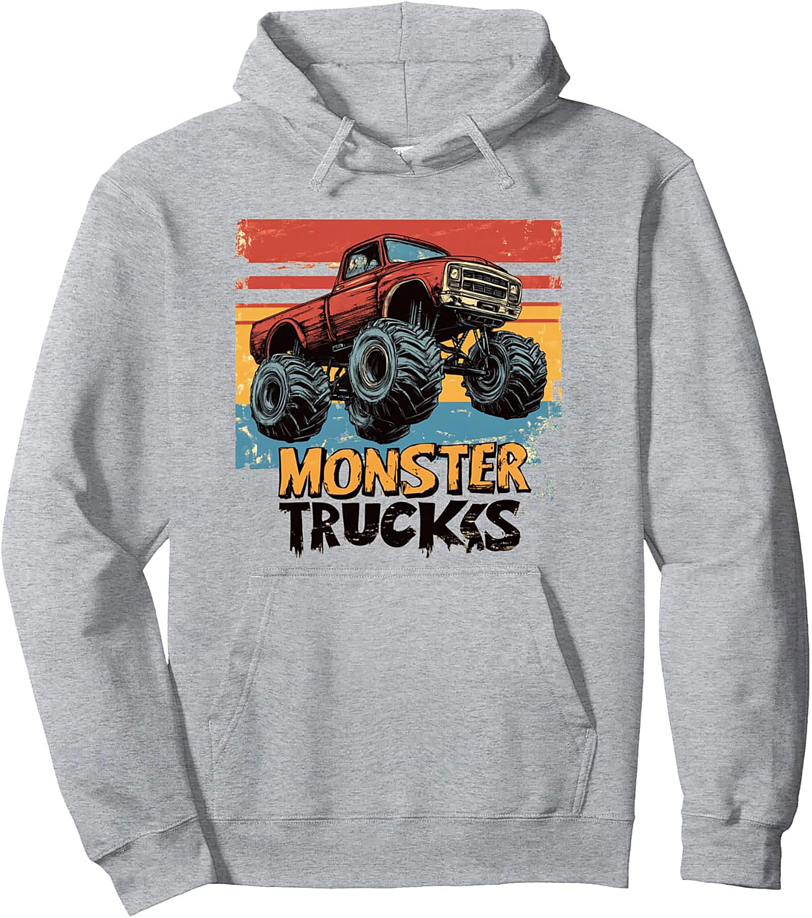 Vintage Monster Truck Graphic Hoodie – Retro Sunset Pullover