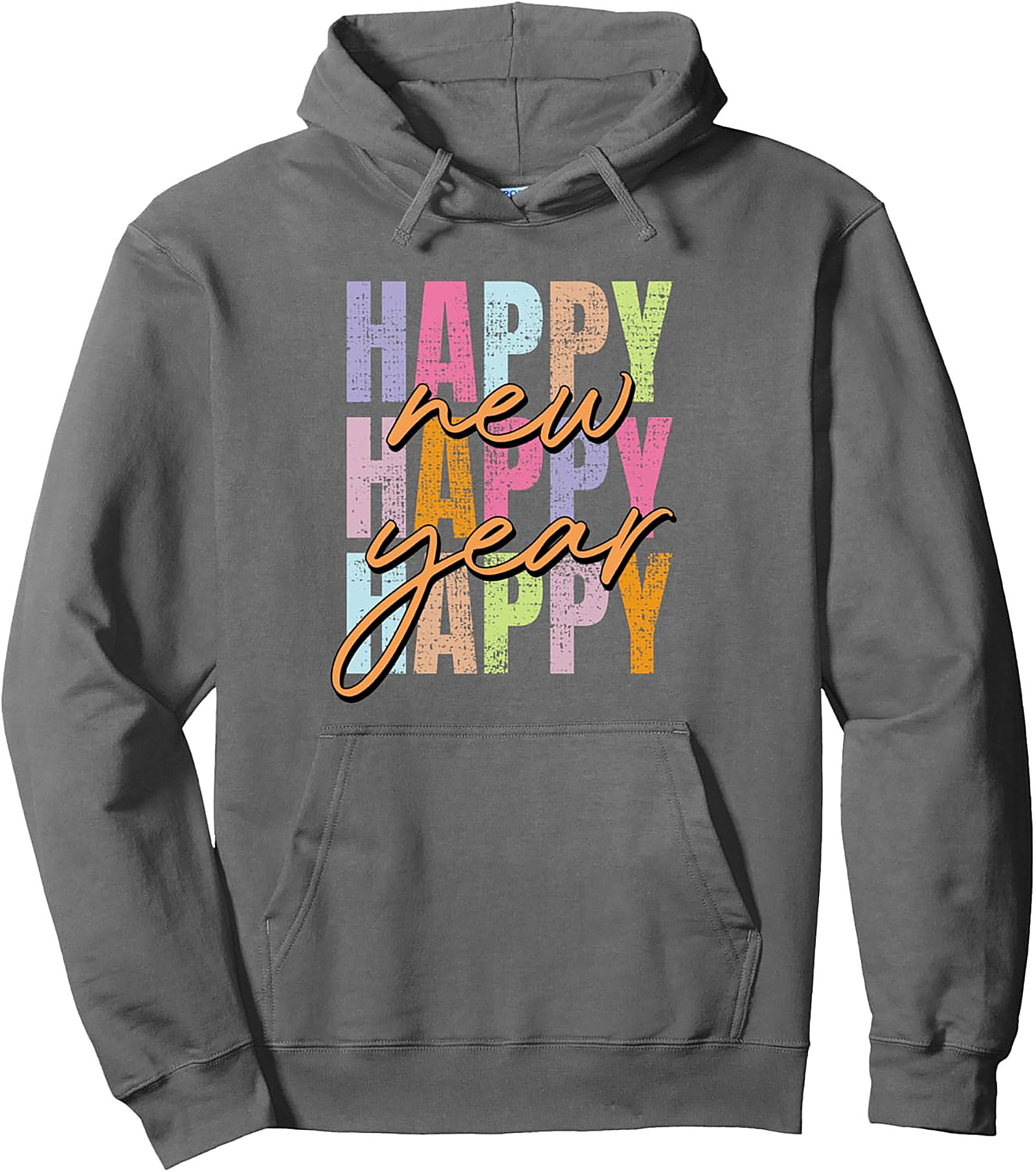 Happy New Year Pullover Hoodie Vintage Distressed Style