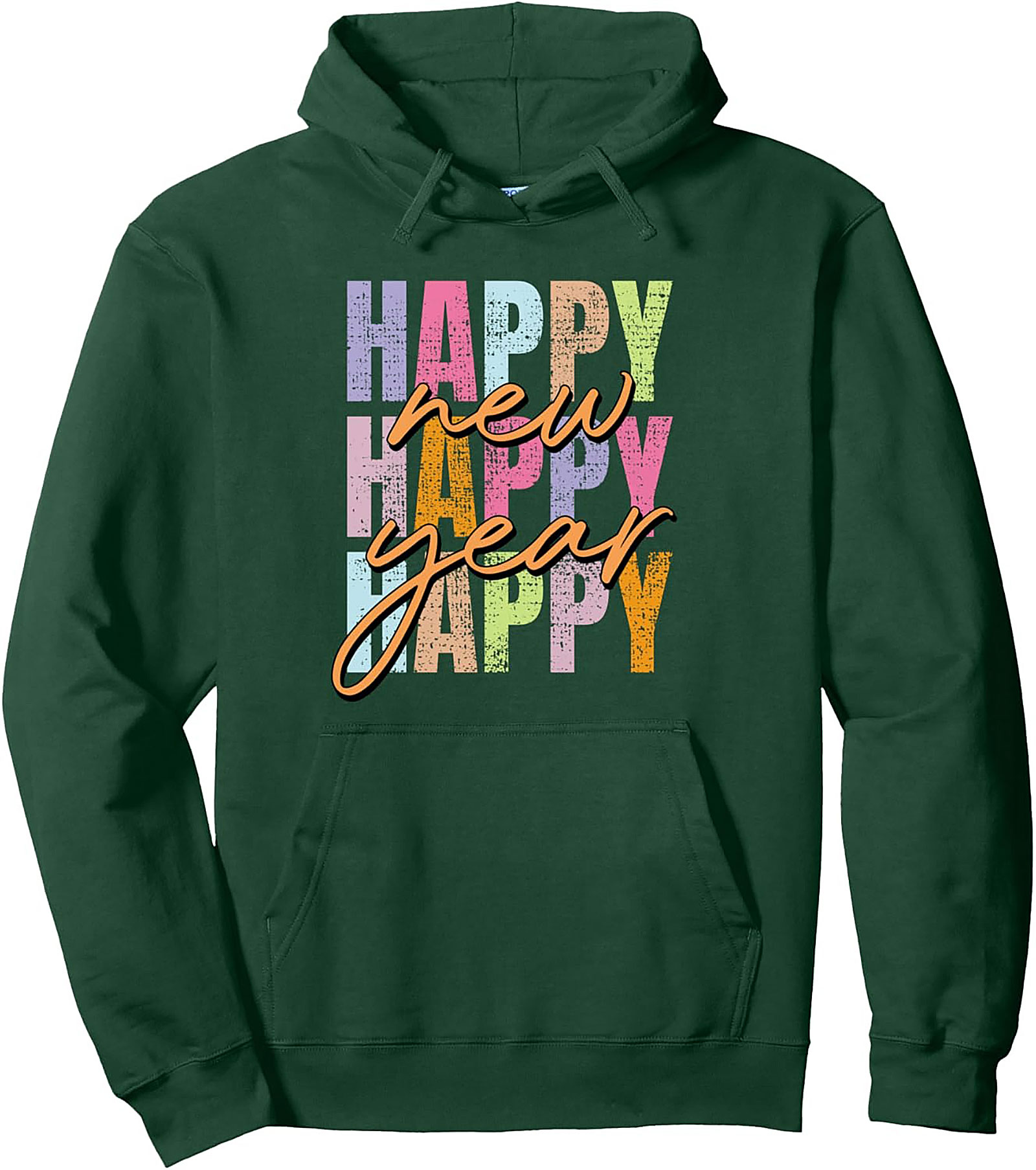 Happy New Year Pullover Hoodie Vintage Distressed Style