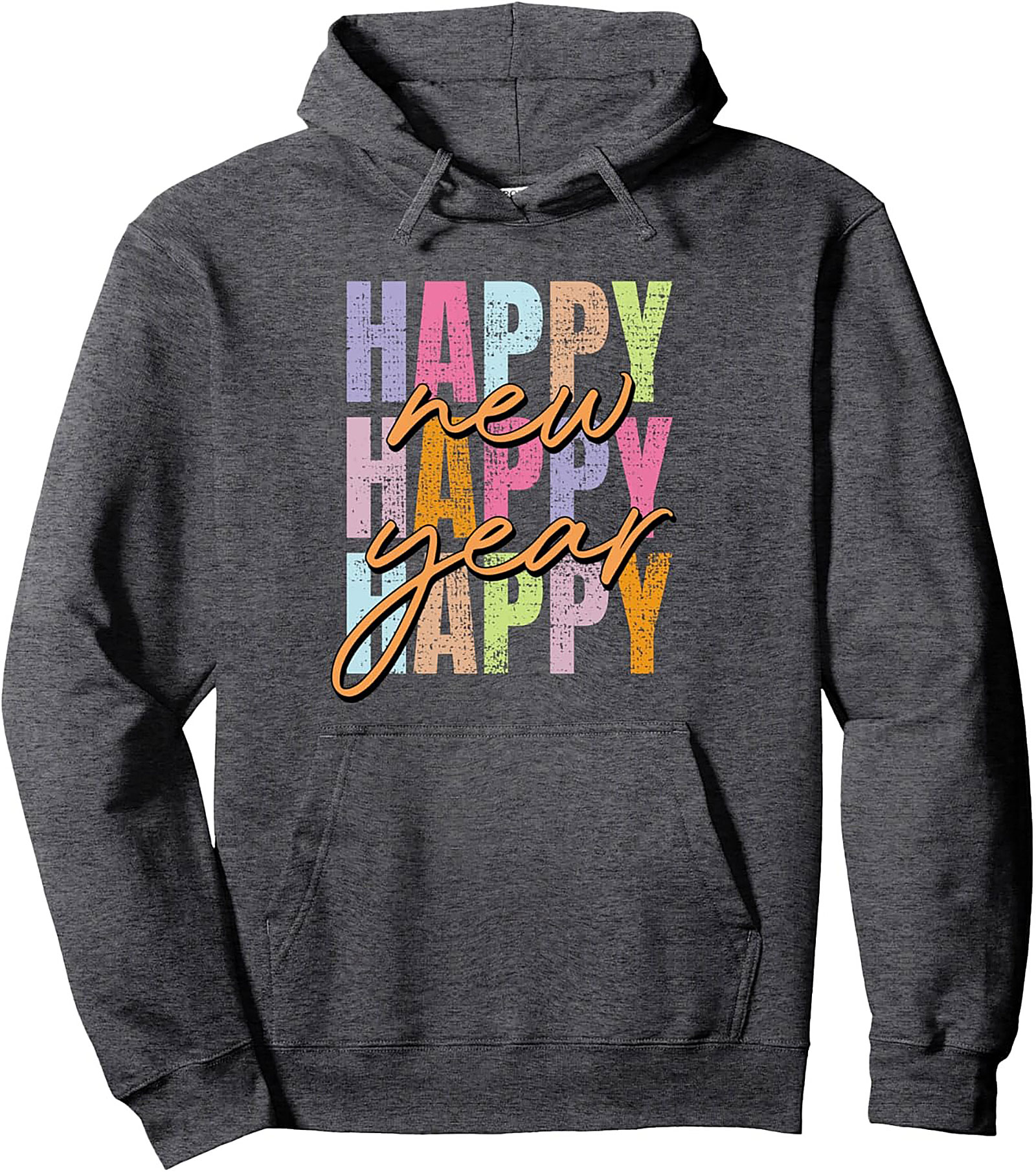 Happy New Year Pullover Hoodie Vintage Distressed Style