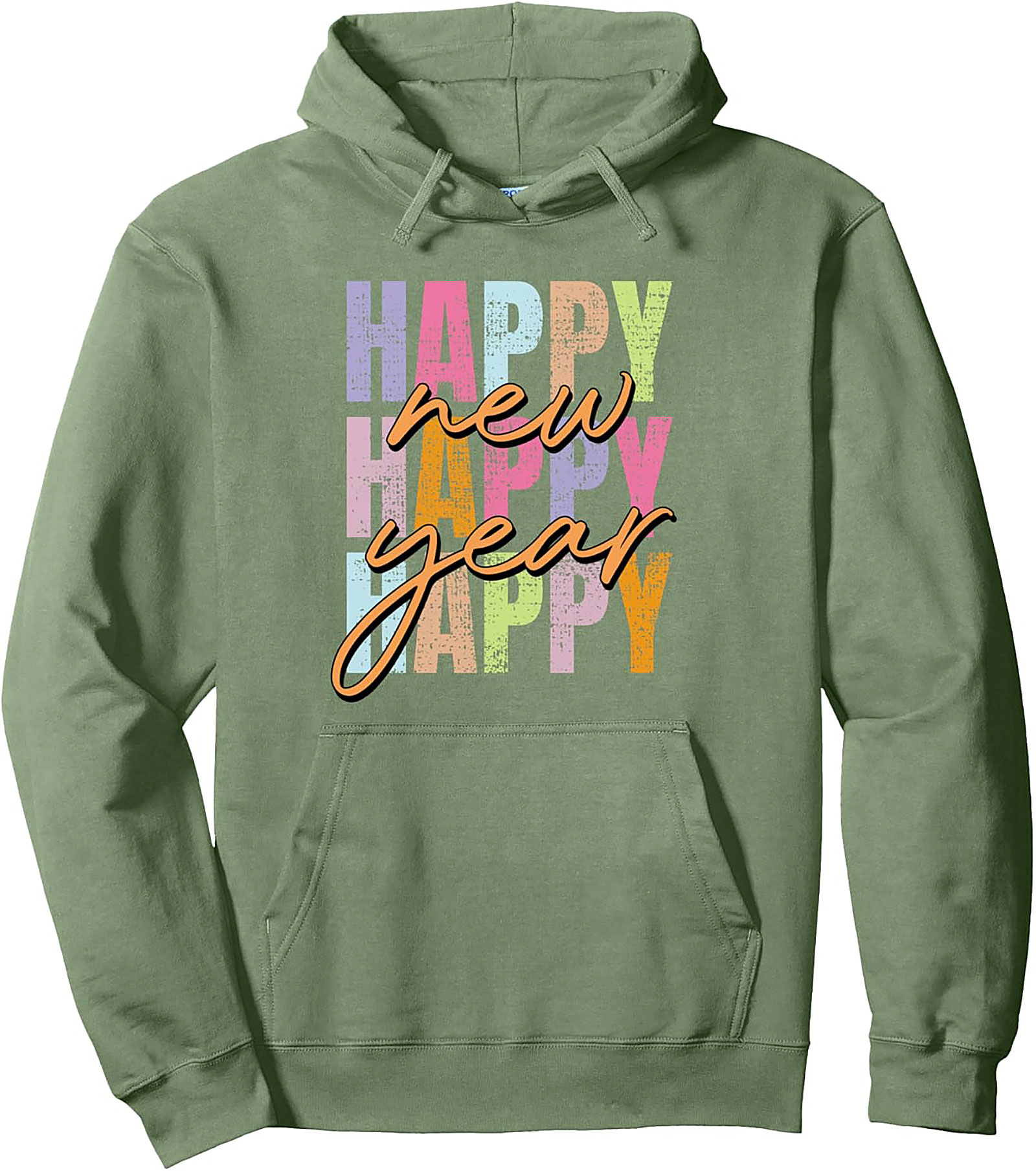 Happy New Year Pullover Hoodie Vintage Distressed Style
