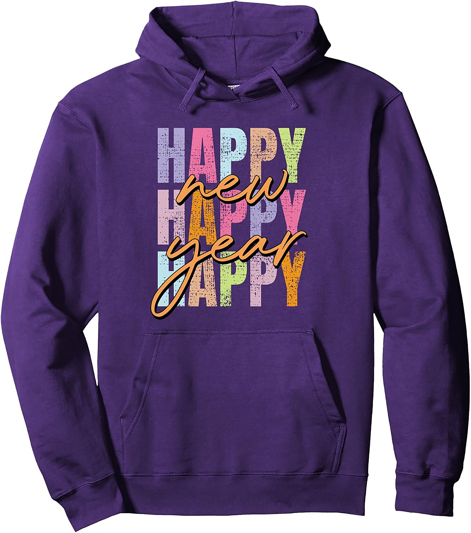 Happy New Year Pullover Hoodie Vintage Distressed Style