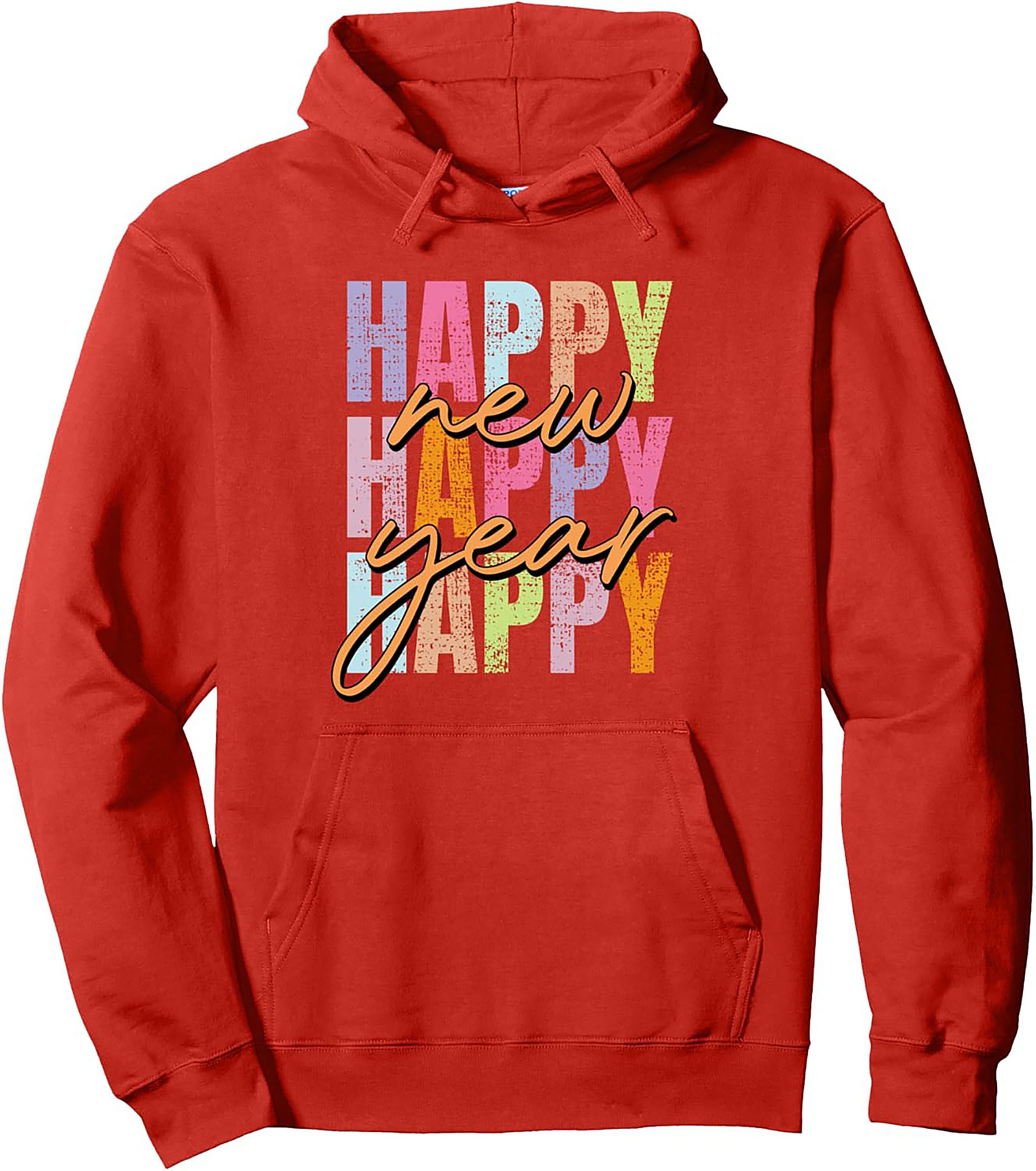 Happy New Year Pullover Hoodie Vintage Distressed Style