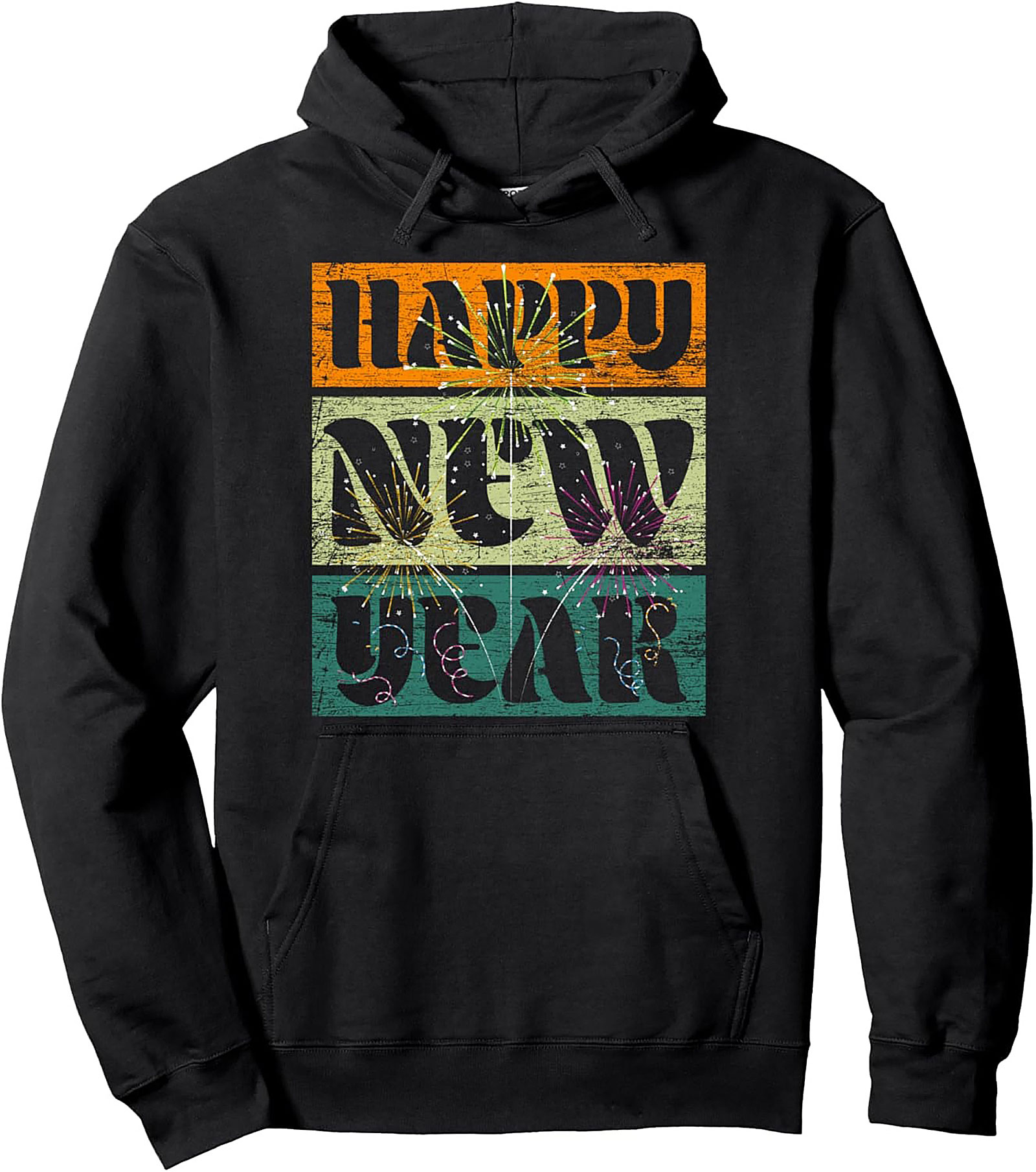 Retro Happy New Year Pullover Hoodie Vintage NYE Gift