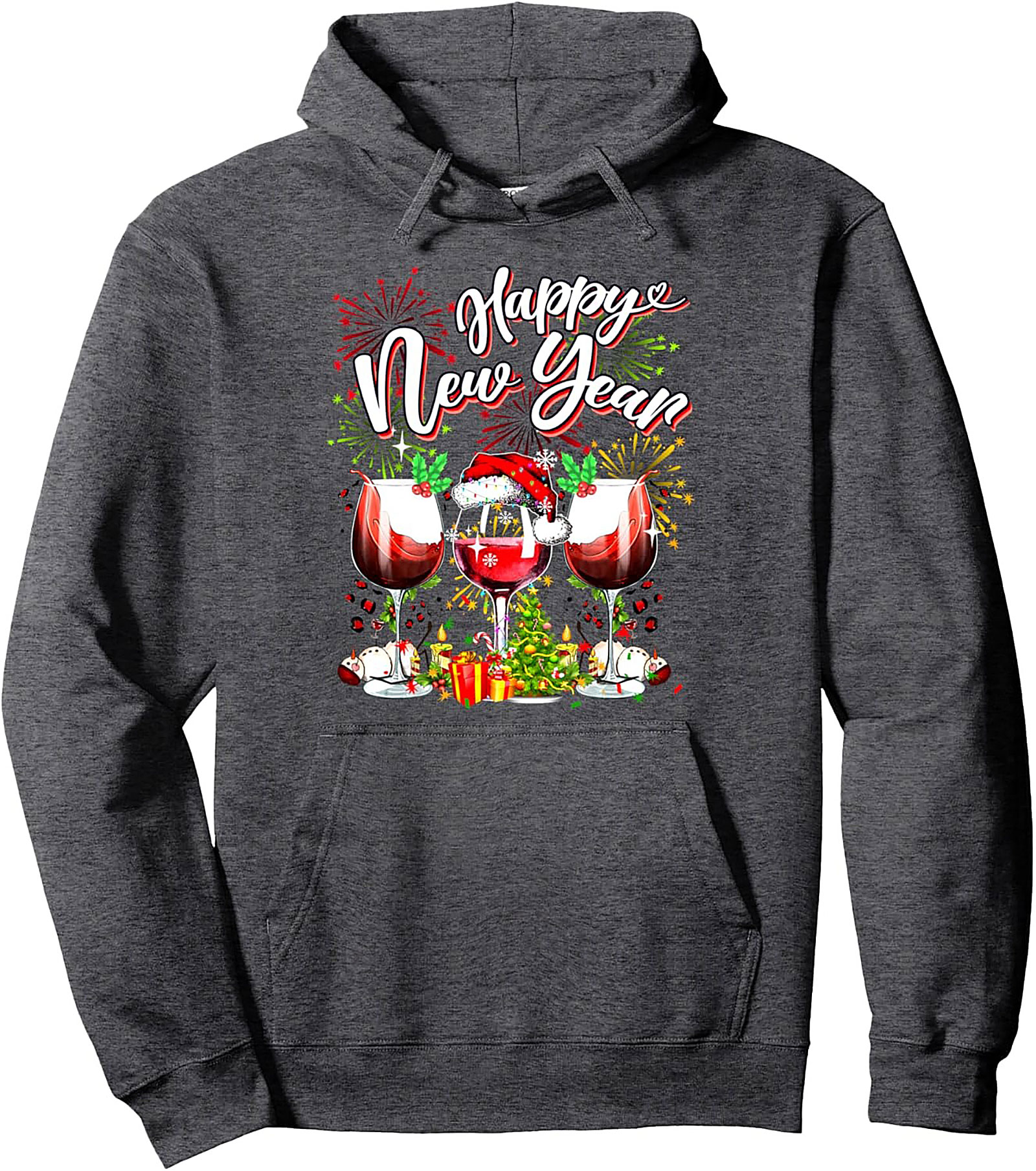 Happy New Year Wine Pullover Hoodie Festive Gift Idea