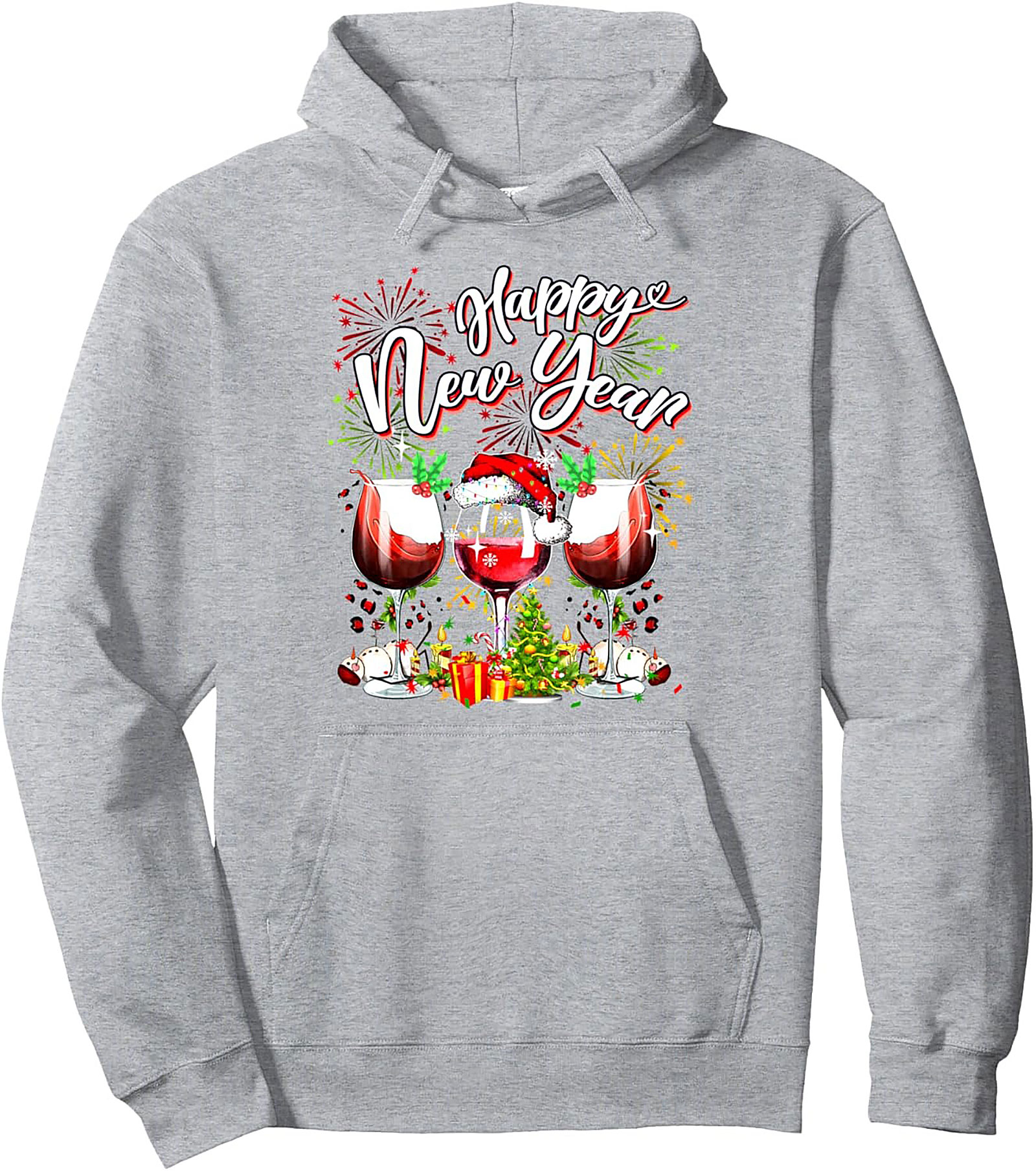 Happy New Year Wine Pullover Hoodie Festive Gift Idea