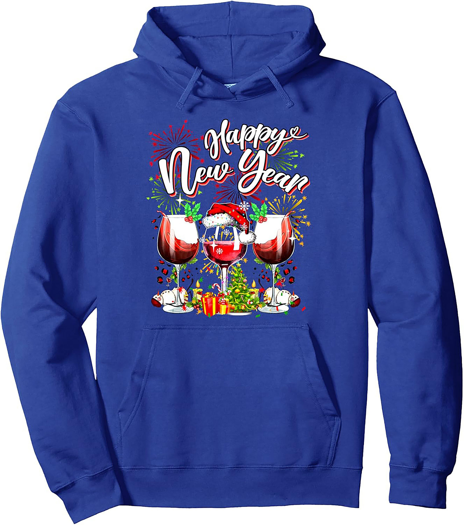 Happy New Year Wine Pullover Hoodie Festive Gift Idea