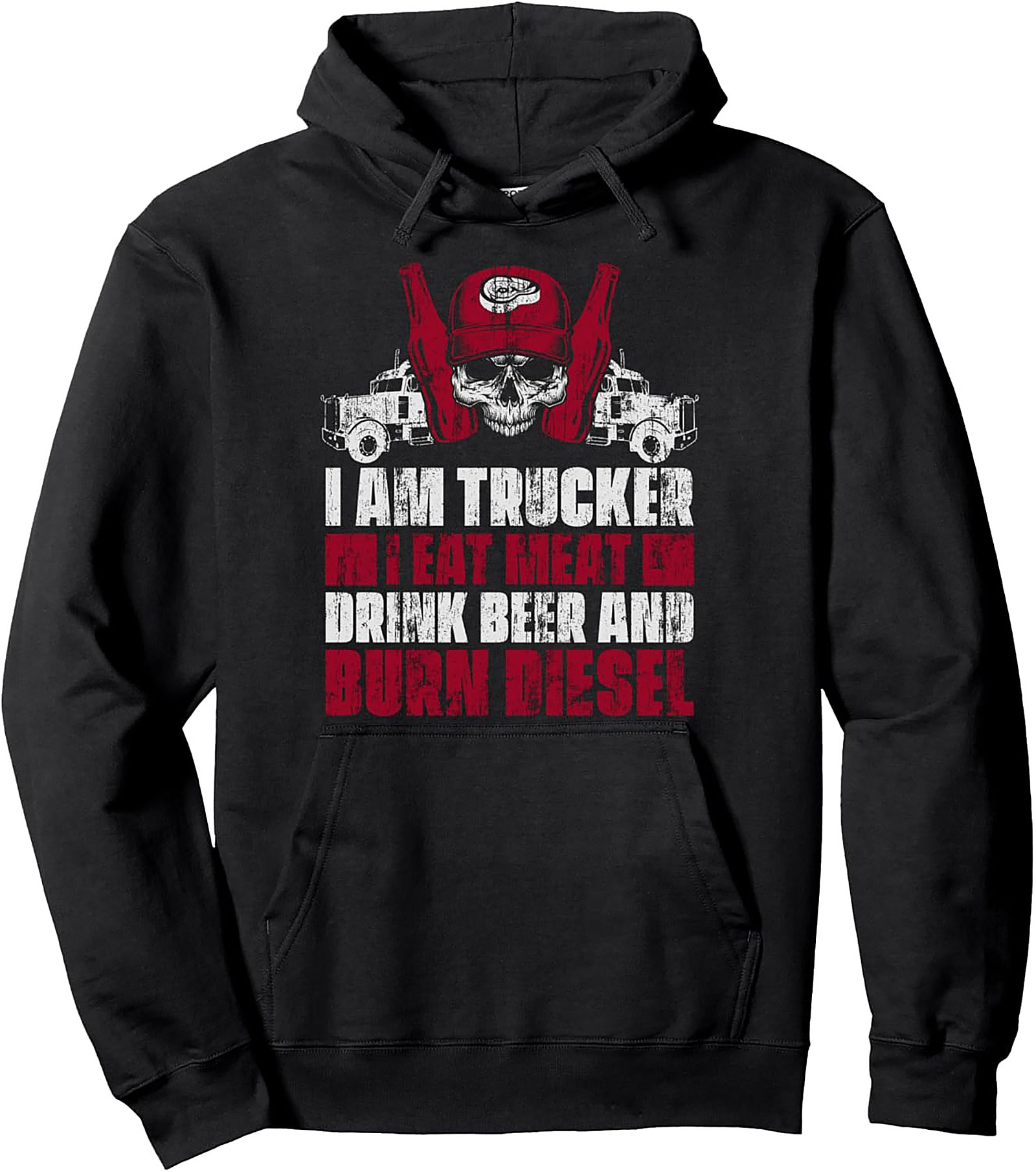 Diesel Trucker Graphic Hoodie – I Eat Meat, Drink Beer, Burn Diesel