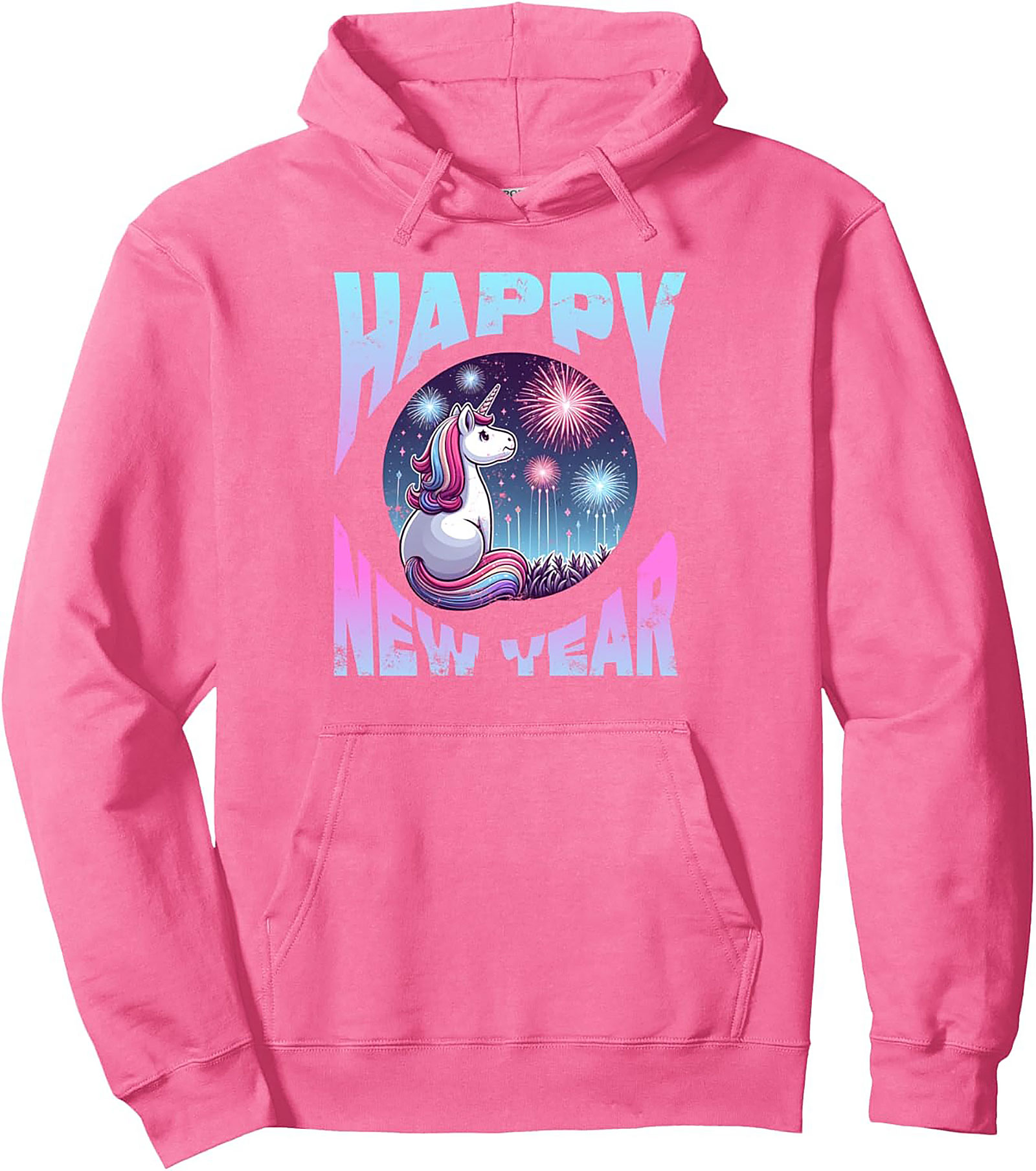 Unicorn Happy New Year Pullover Hoodie Festive Gift