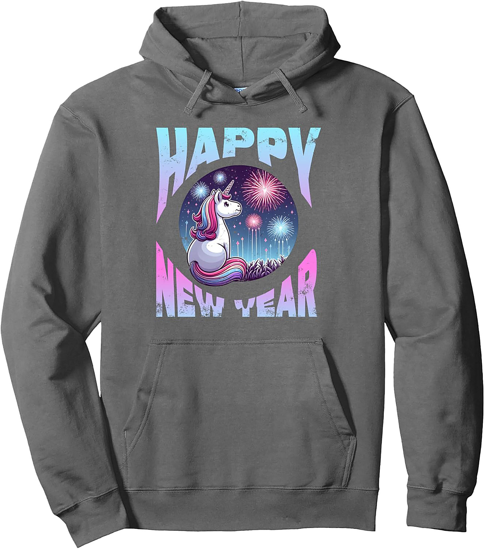 Unicorn Happy New Year Pullover Hoodie Festive Gift