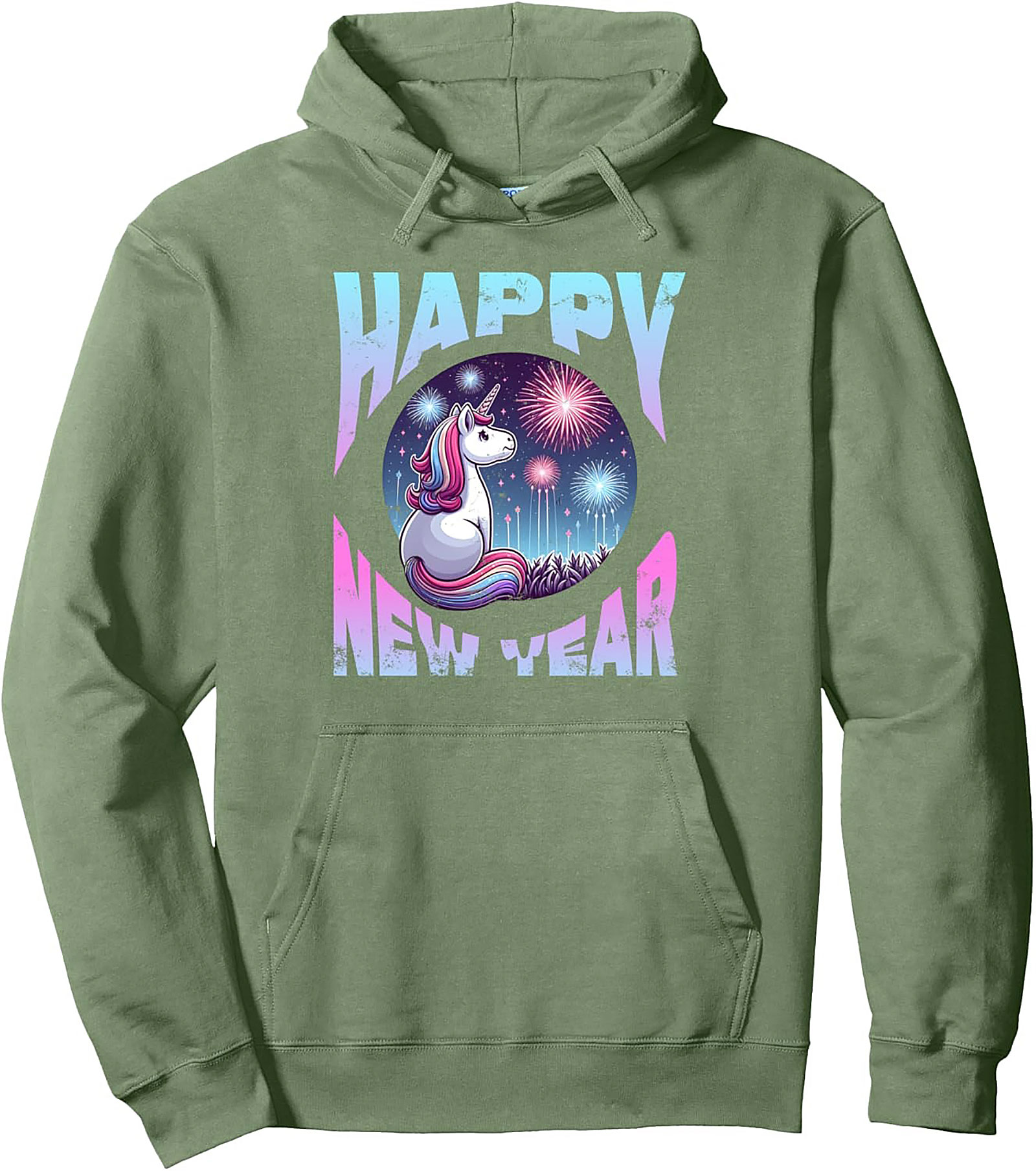 Unicorn Happy New Year Pullover Hoodie Festive Gift