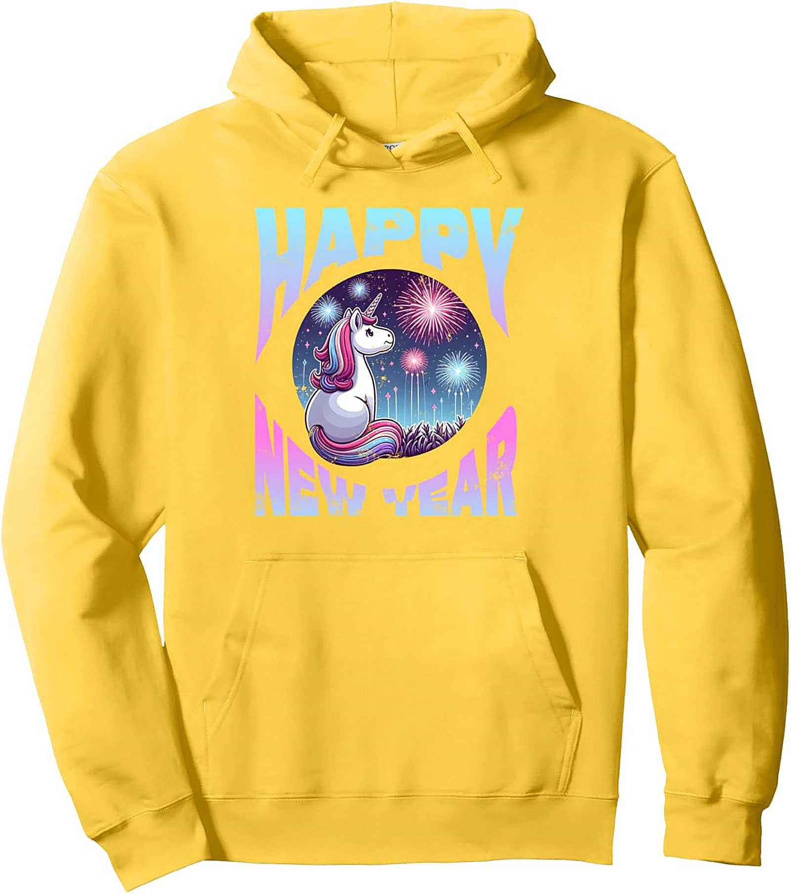 Unicorn Happy New Year Pullover Hoodie Festive Gift