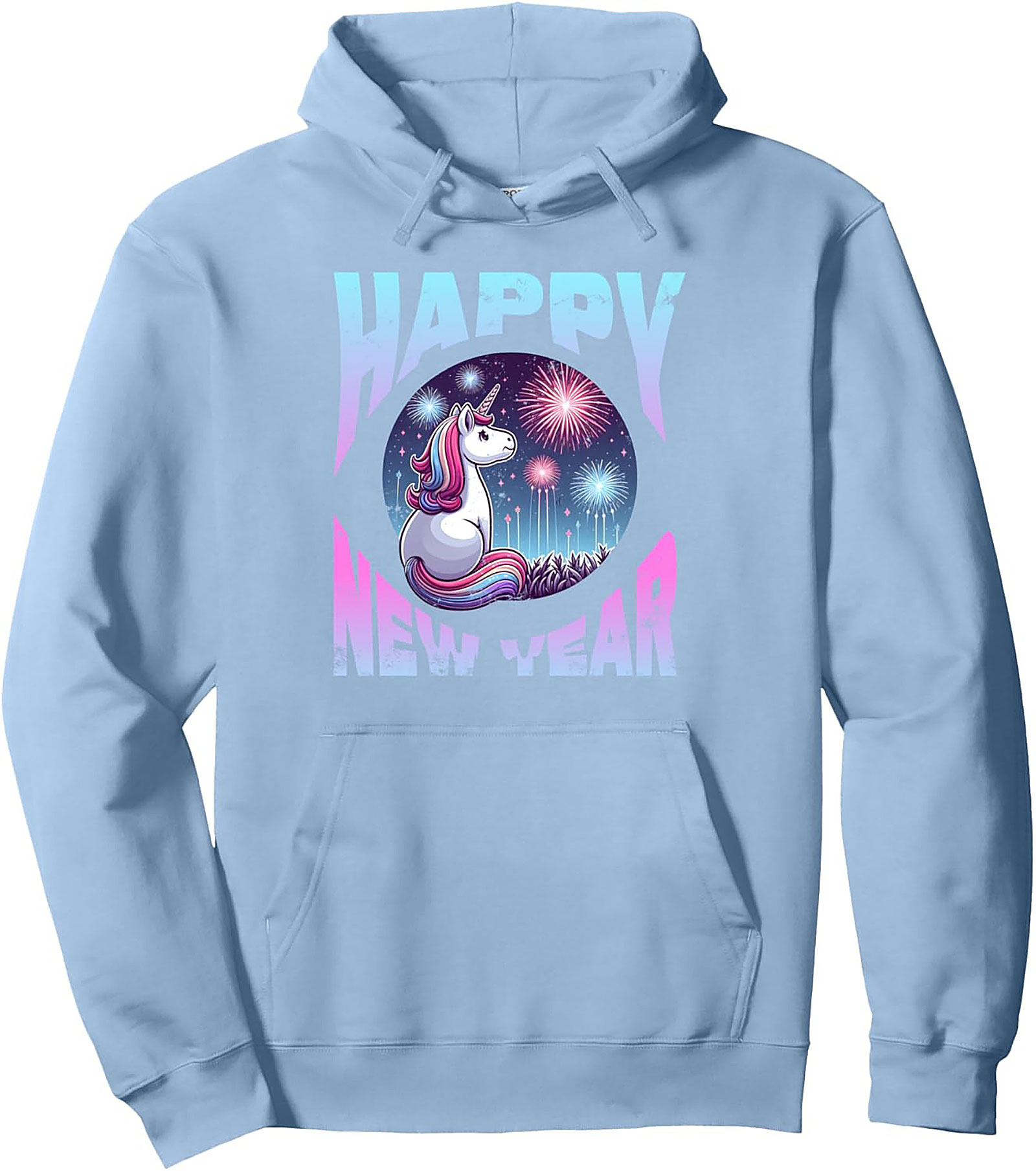 Unicorn Happy New Year Pullover Hoodie Festive Gift