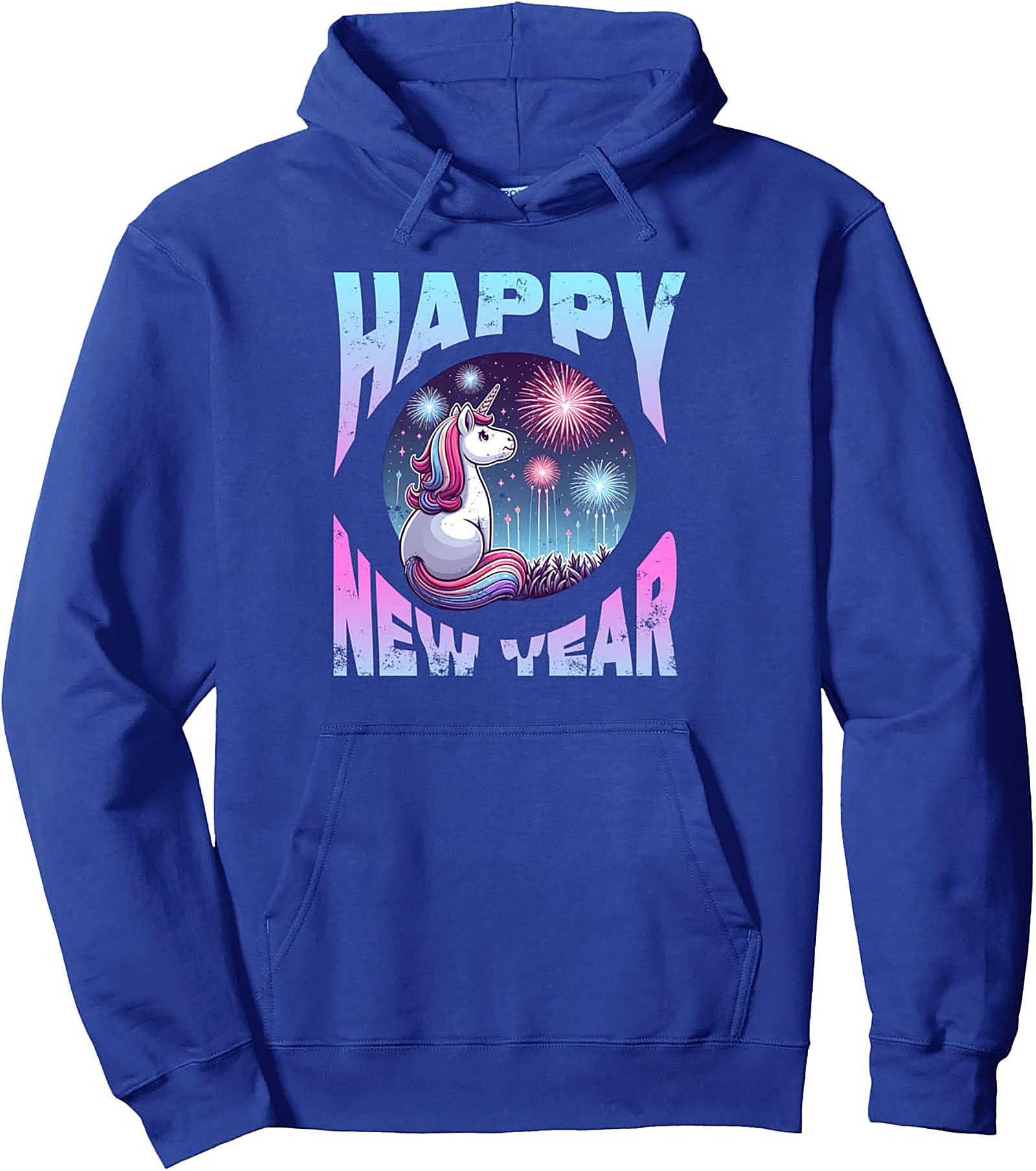 Unicorn Happy New Year Pullover Hoodie Festive Gift