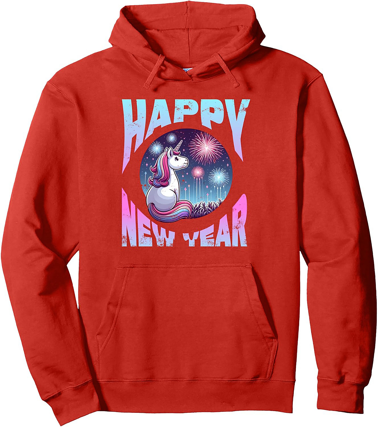 Unicorn Happy New Year Pullover Hoodie Festive Gift