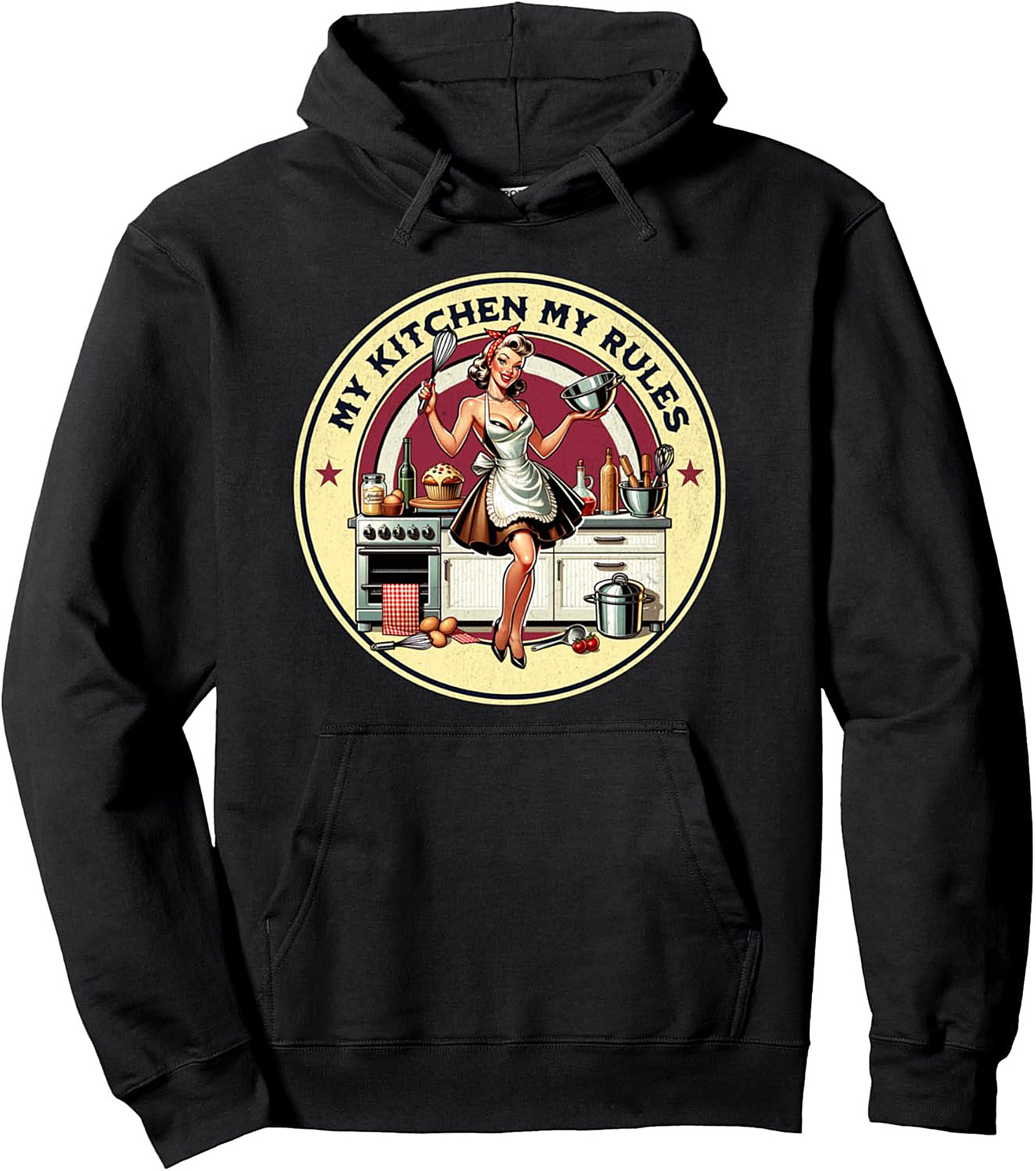 My Kitchen My Rules Pin-Up Graphic Hoodie Cozy Pullover