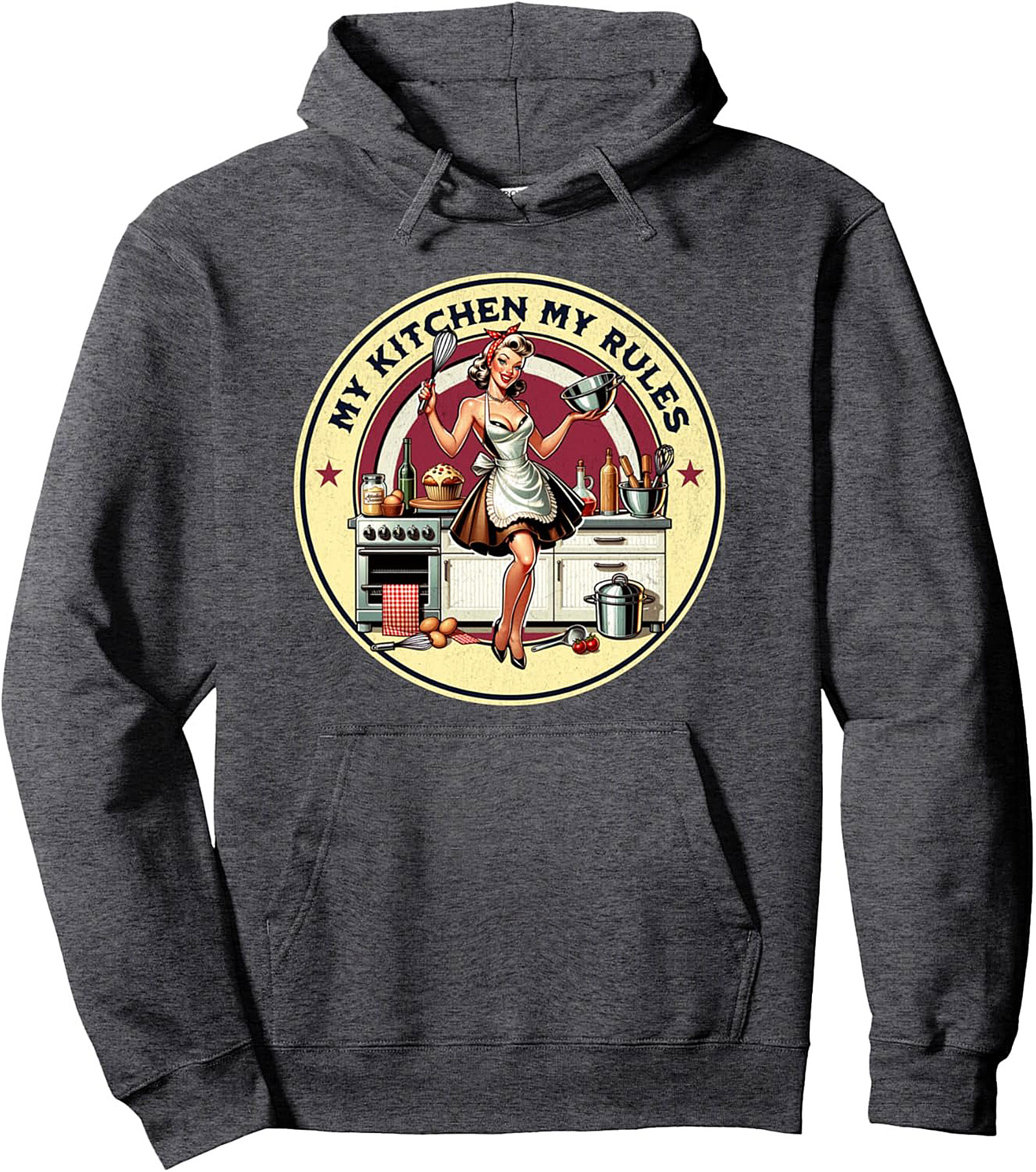 My Kitchen My Rules Pin-Up Graphic Hoodie Cozy Pullover