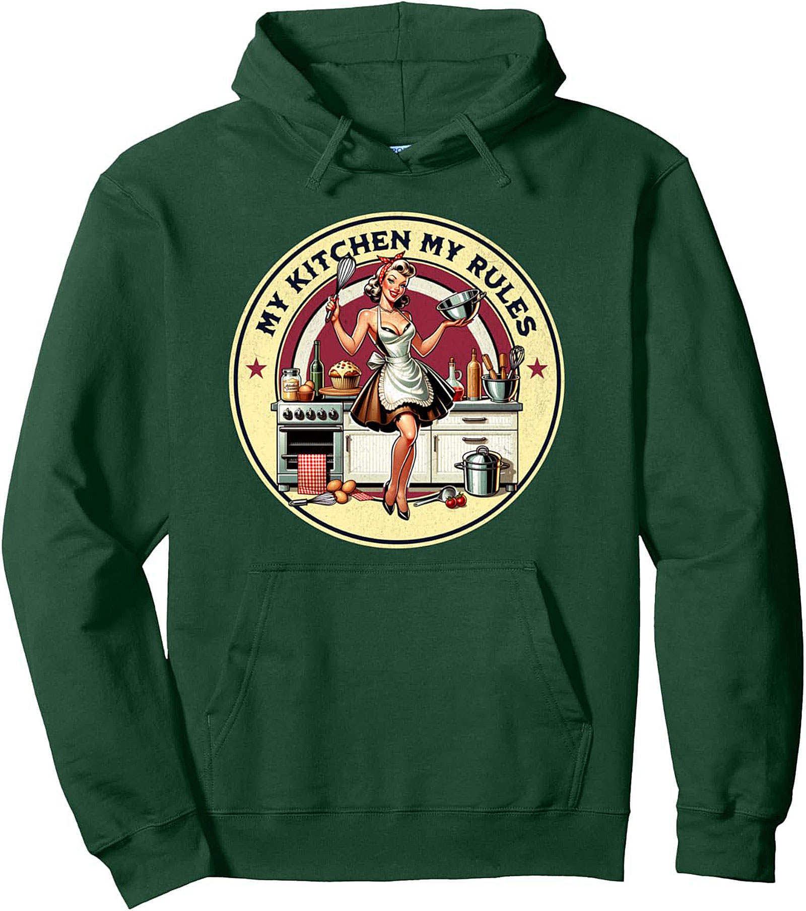 My Kitchen My Rules Pin-Up Graphic Hoodie Cozy Pullover
