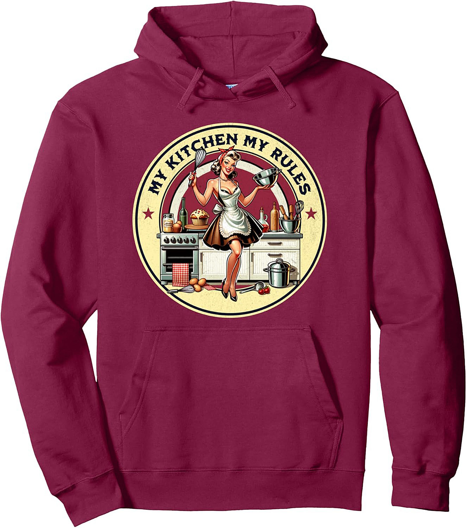 My Kitchen My Rules Pin-Up Graphic Hoodie Cozy Pullover