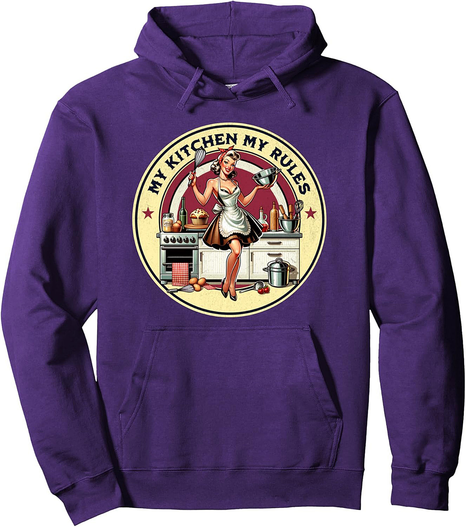 My Kitchen My Rules Pin-Up Graphic Hoodie Cozy Pullover