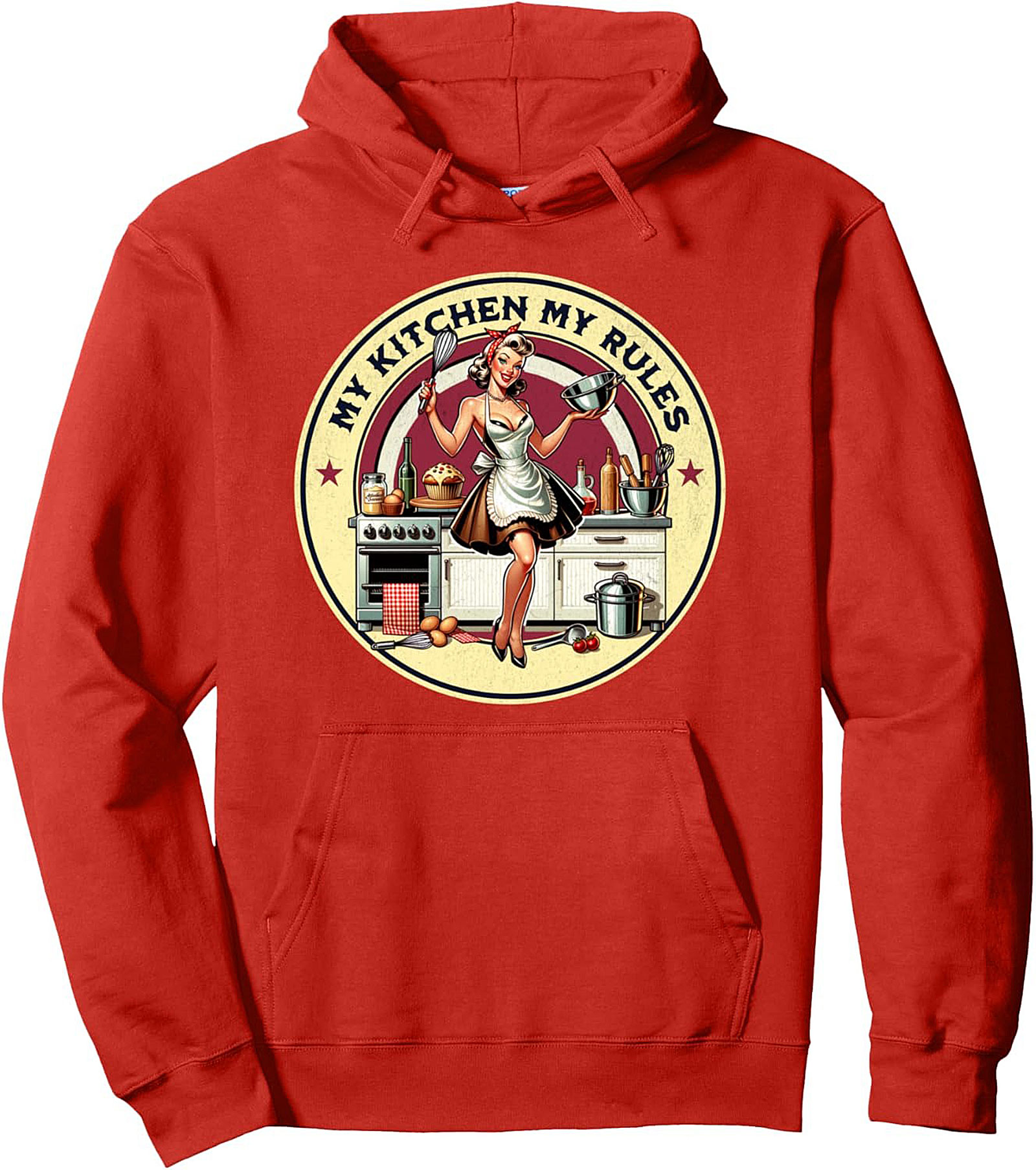 My Kitchen My Rules Pin-Up Graphic Hoodie Cozy Pullover