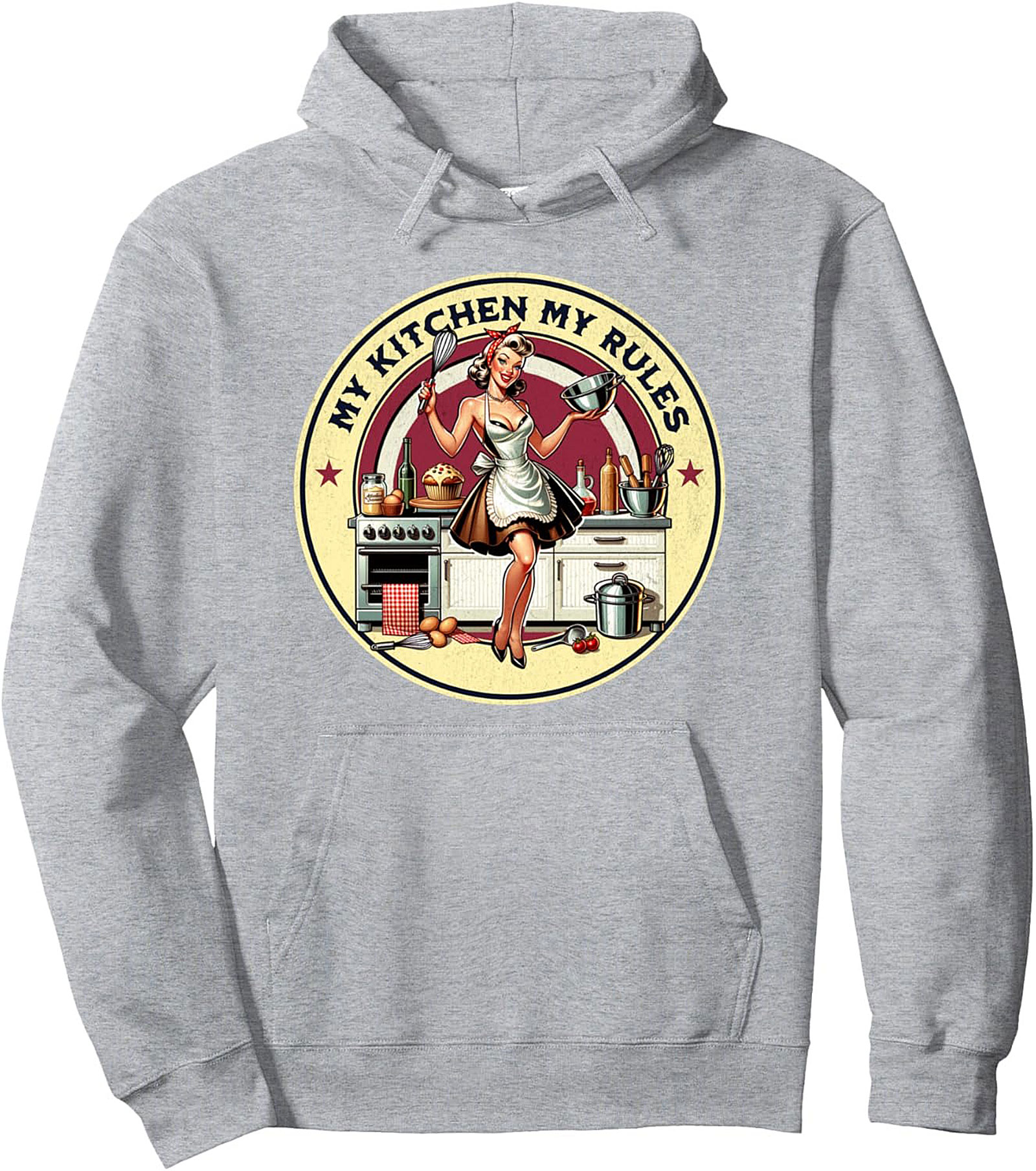 My Kitchen My Rules Pin-Up Graphic Hoodie Cozy Pullover