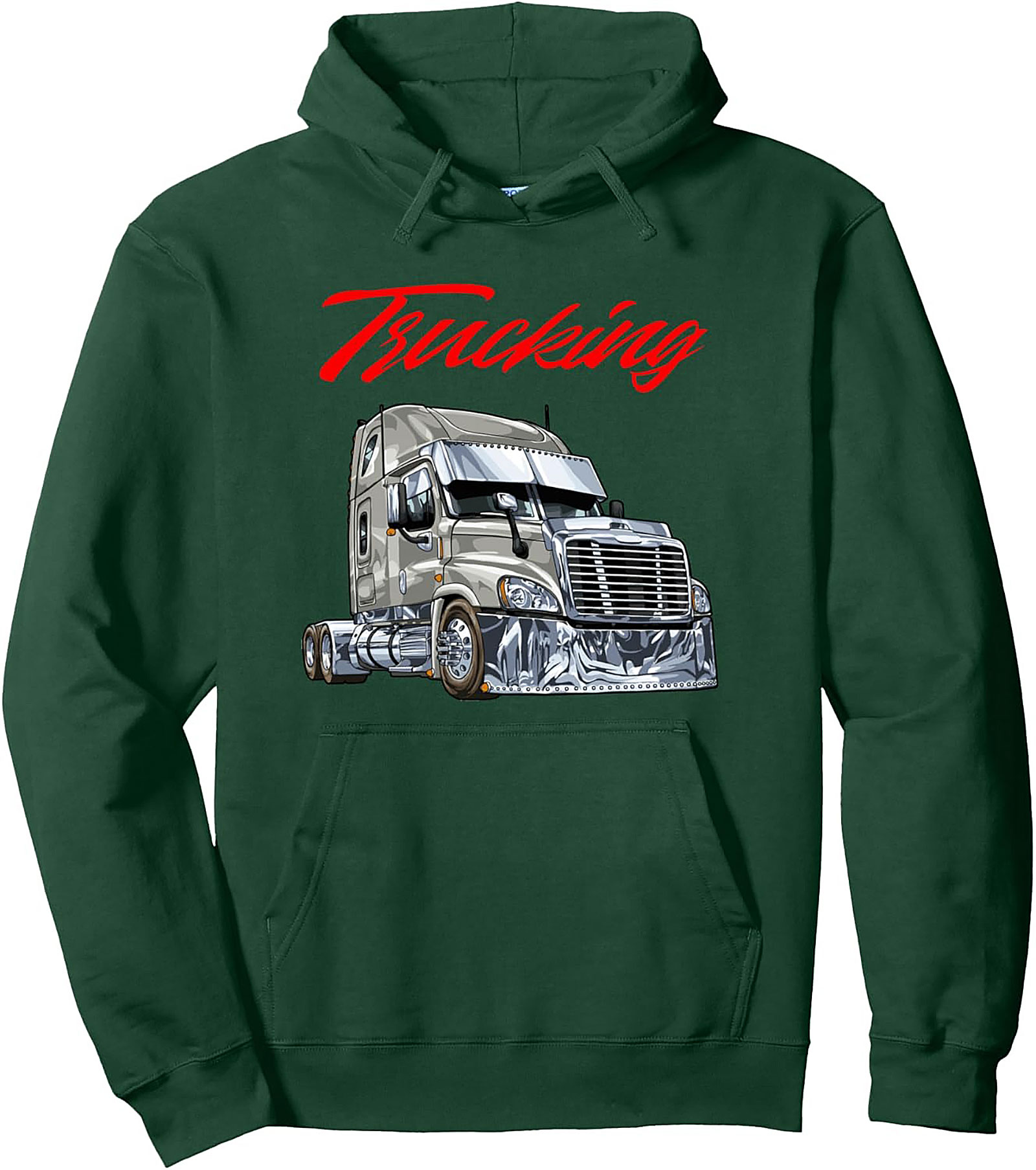 Chrome Big Rig Trucking Pullover Hoodie – Semi Truck Driver Graphic