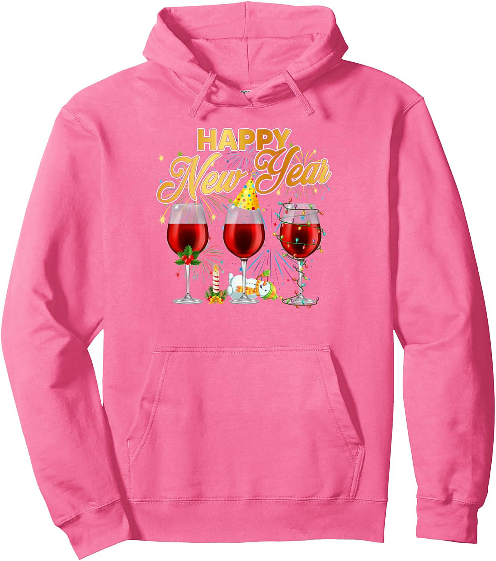New Year's Wine Pullover Hoodie  Celebration Gift