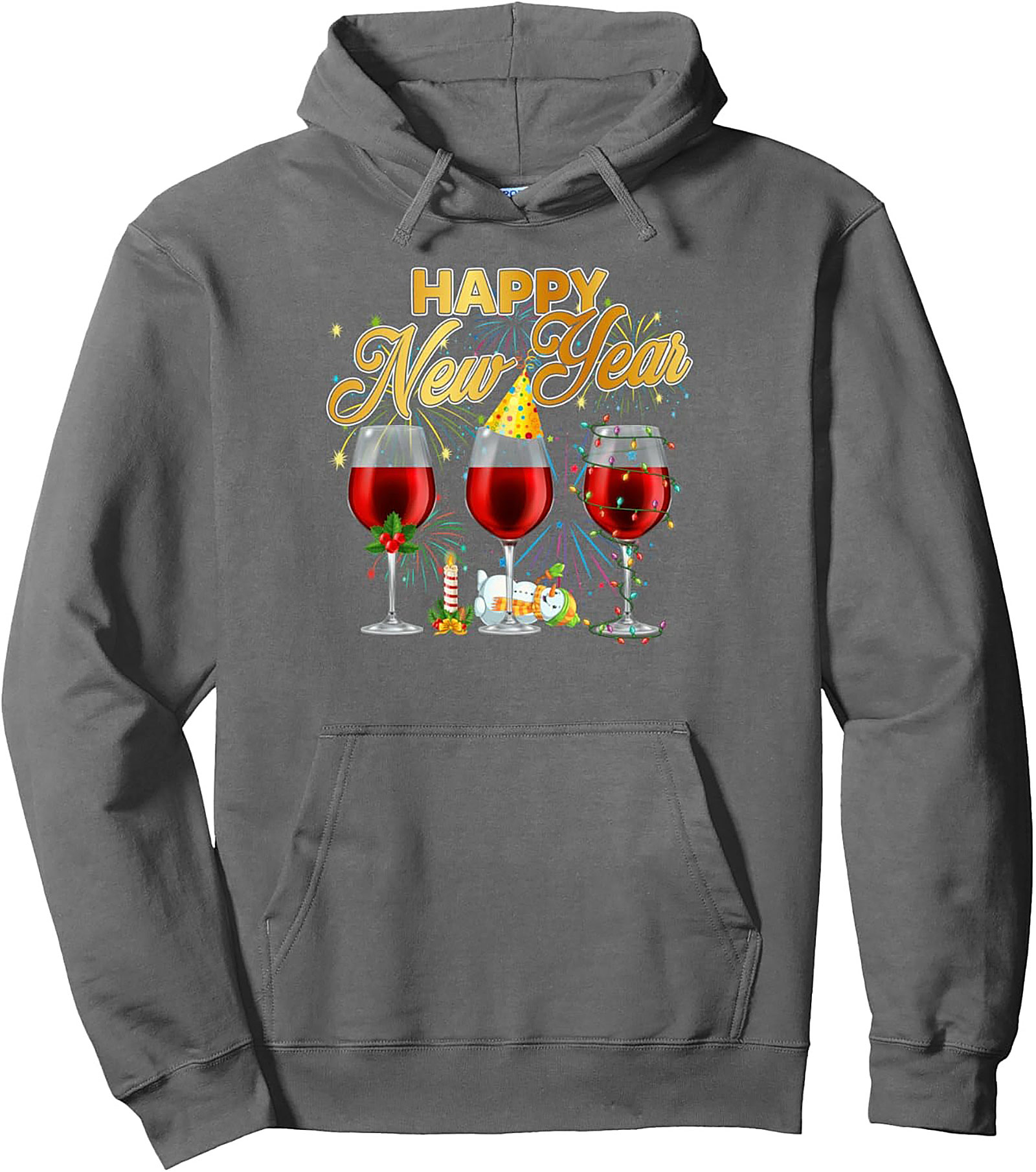 New Year's Wine Pullover Hoodie  Celebration Gift
