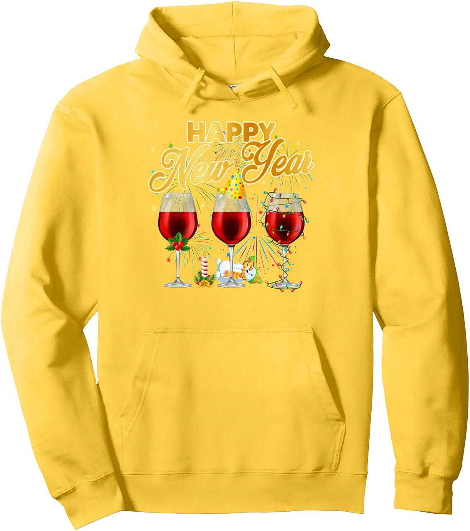 New Year's Wine Pullover Hoodie  Celebration Gift