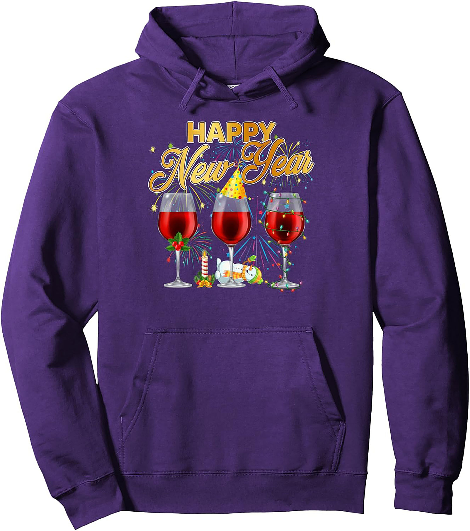 New Year's Wine Pullover Hoodie  Celebration Gift