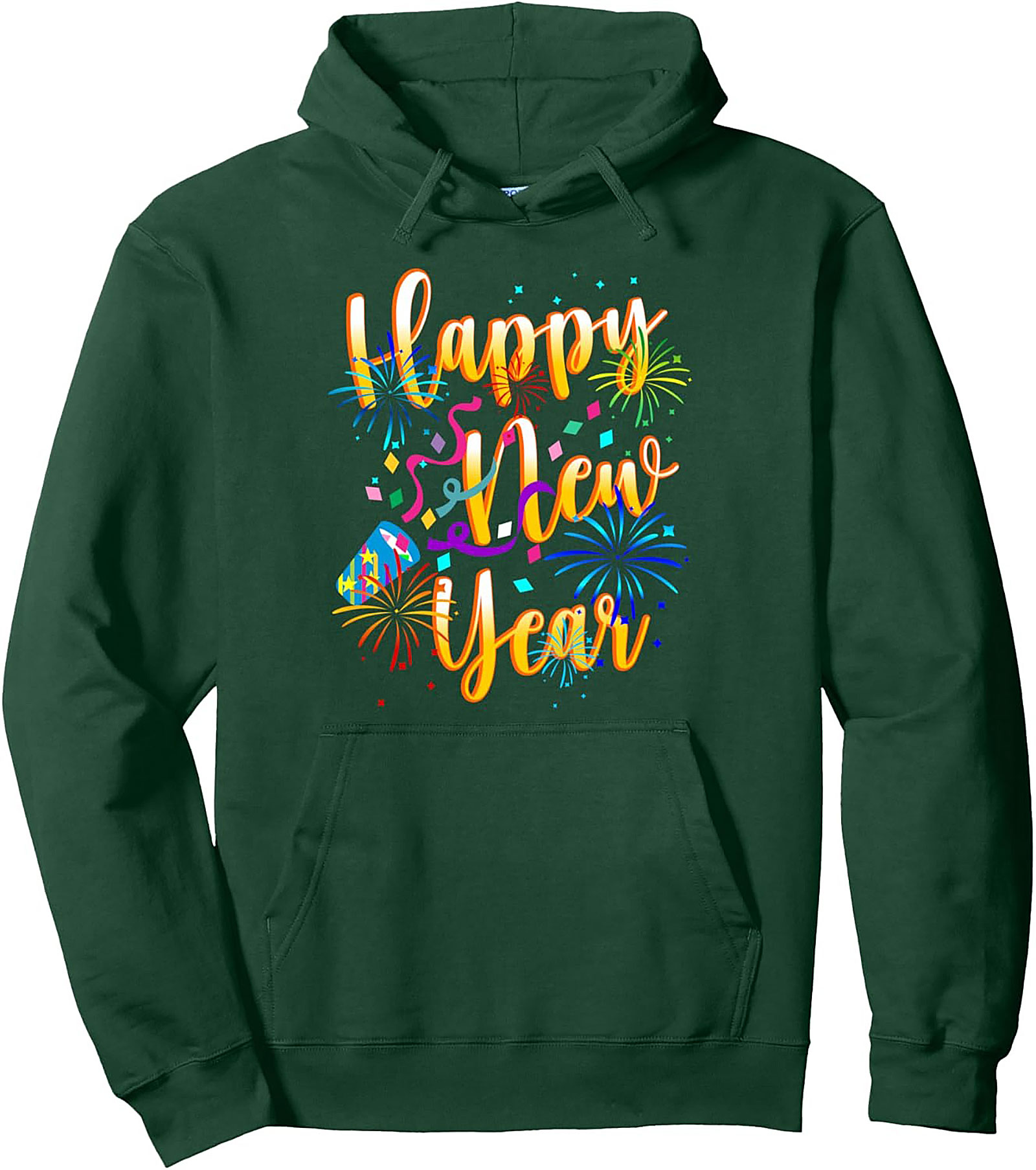 Festive Happy New Year Graphic Hoodie Cozy Pullover