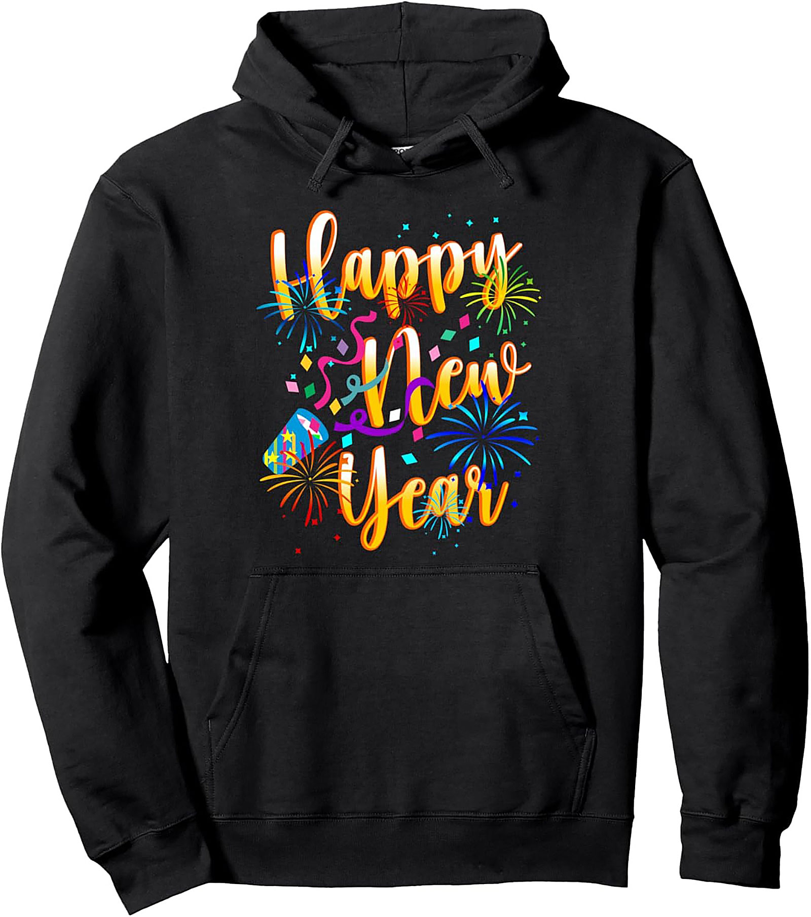 Festive Happy New Year Graphic Hoodie Cozy Pullover