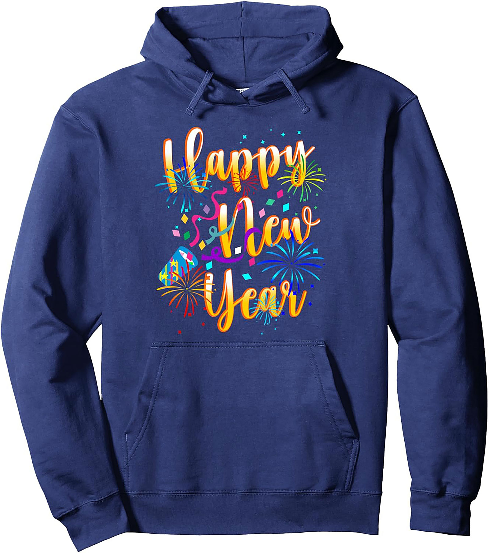 Festive Happy New Year Graphic Hoodie Cozy Pullover