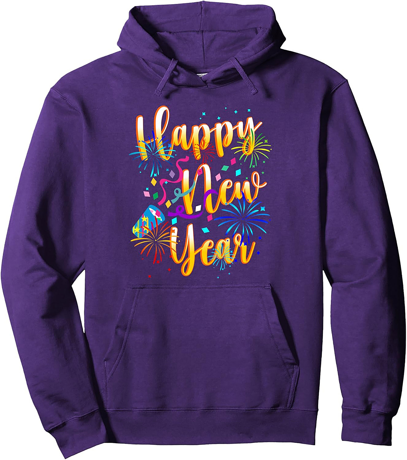 Festive Happy New Year Graphic Hoodie Cozy Pullover